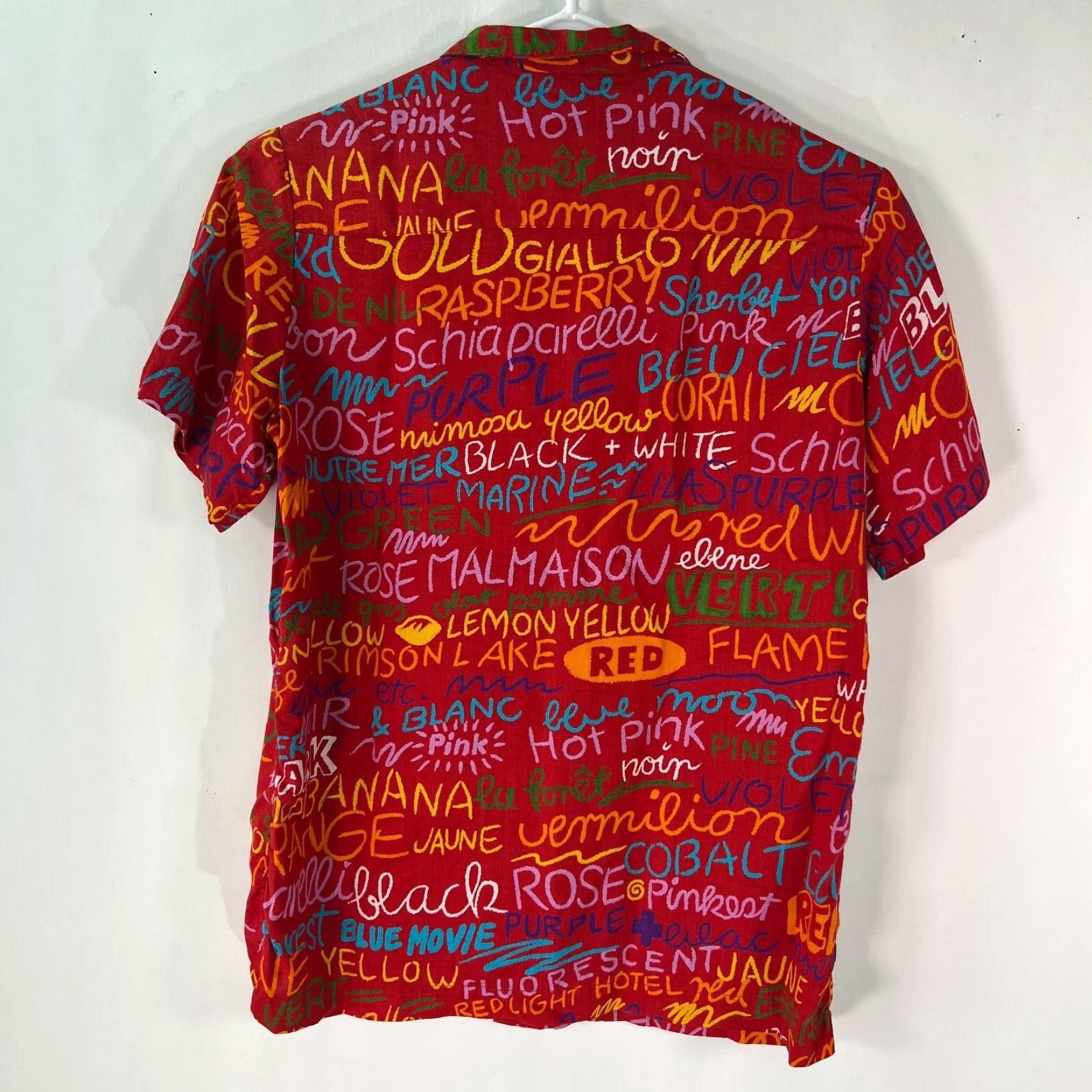 Vintage Bethany Men Shirt Notch Collar Red Short Sleeve M Hawaiian Letter Print Button-Up 24in/18in Chest Mens Size US M / EU 48-50 / 2 - 2 Thumbnail
