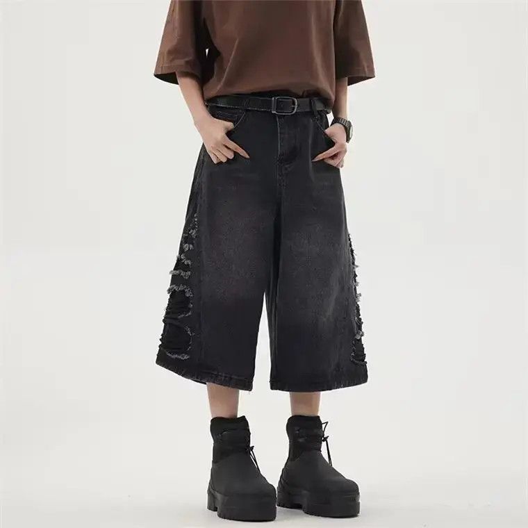Japanese Brand Retro washed black denim shorts Size US 32 / EU 48 - 2 Thumbnail