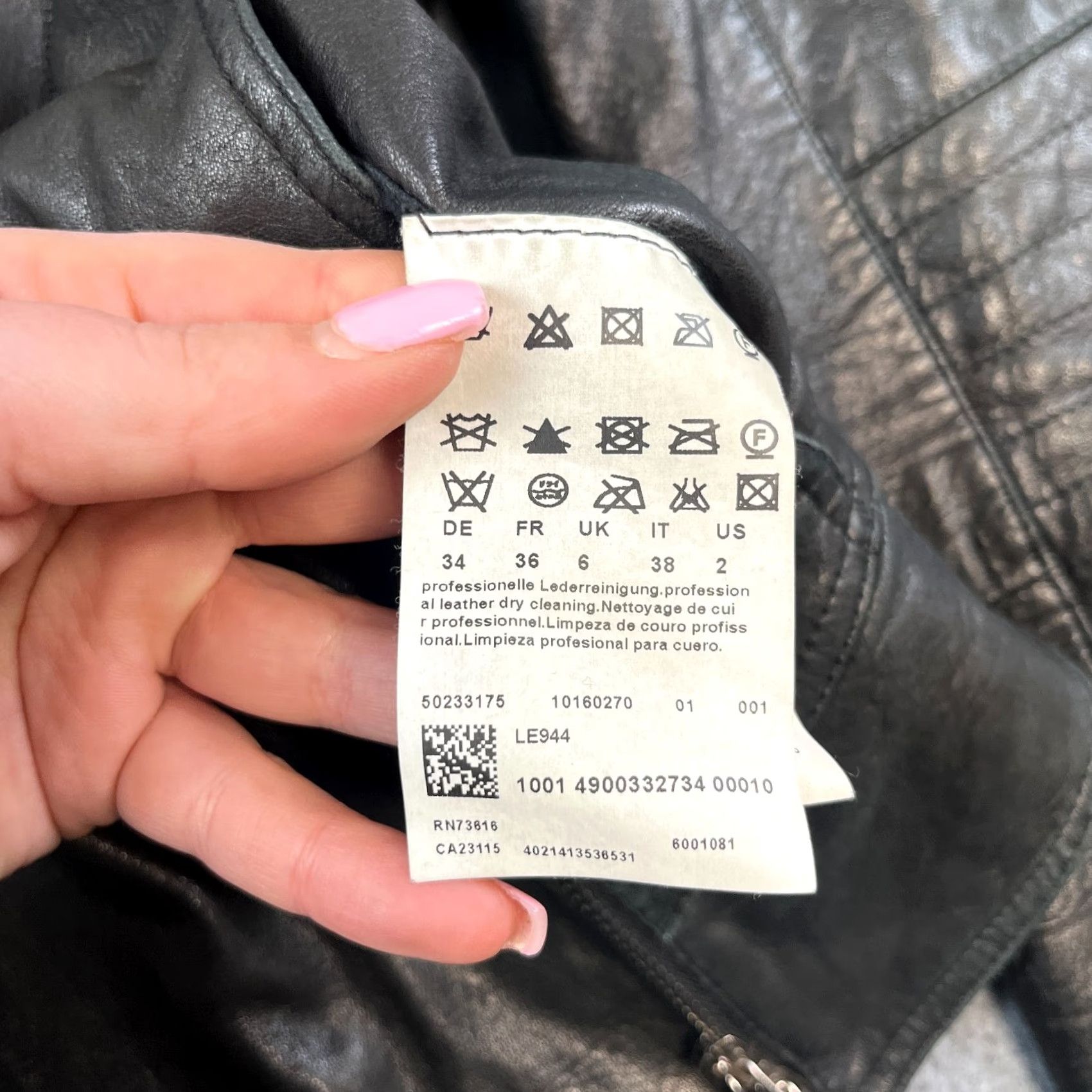 Hugo Boss HUGO BOSS Womens Leather Jacket Short Biker Black 6 Leather Lamb Regular Zip Pockets Vintage No Size M / US 6-8 / IT 42-44 - 5 Thumbnail