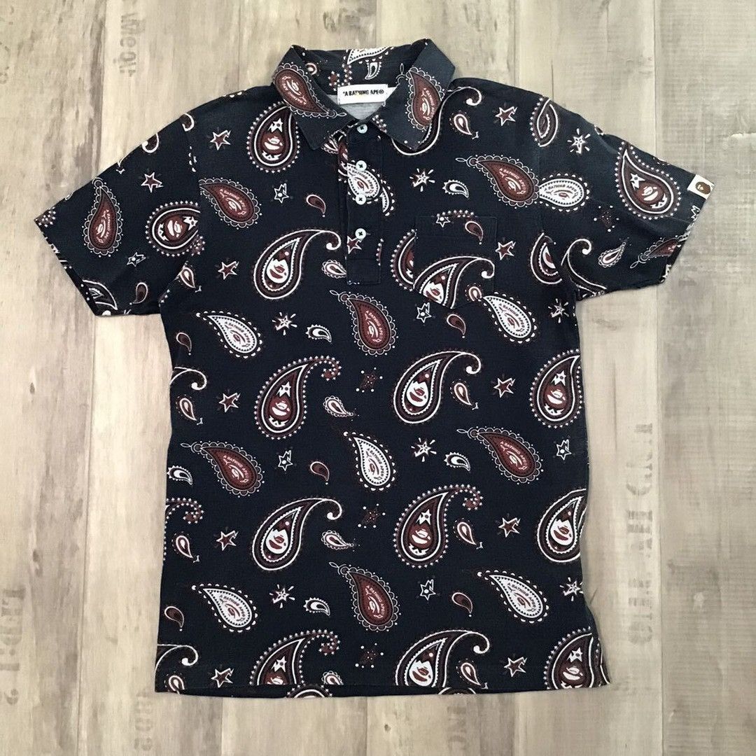 Bape × Nigo BAPE APE FACE paisley pattern polo shirt a bathing ape NIGO Size US S / EU 44-46 / 1 - 1 Thumbnail