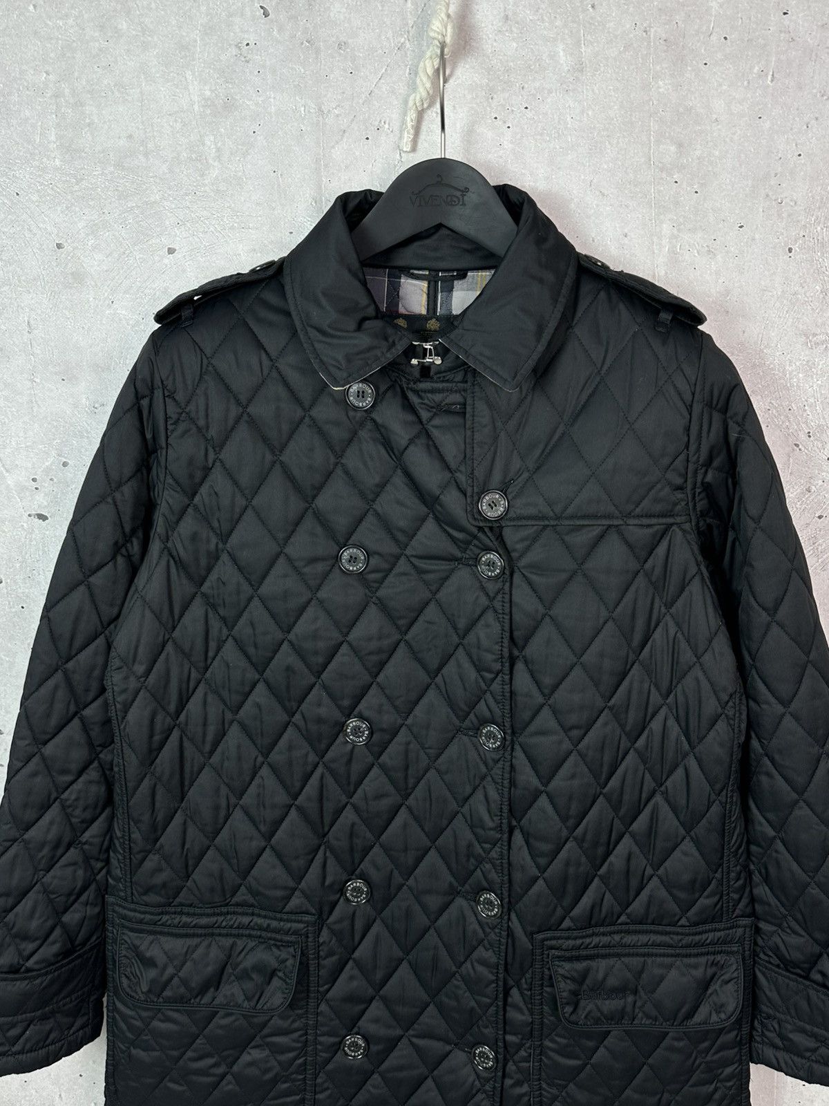 Barbour Barbour Valerie Black Quilted Tartan Check Trench Coat Size XL / US 12-14 / IT 48-50 - 3 Thumbnail