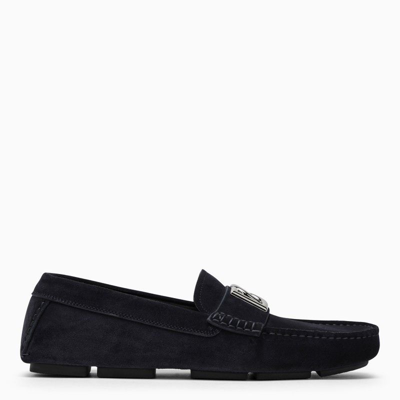 image of Dolce Gabbana Dolce&gabbana Blue Suede Loafer With Logo, Men's (Size 9)