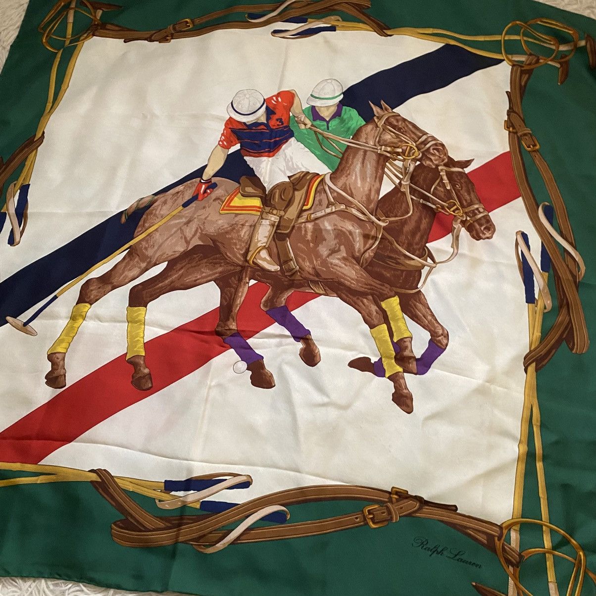 Ralph Lauren VINTAGE‼️Ralph Lauren Equestrian Silk Scarf Size ONE SIZE - 2 Thumbnail