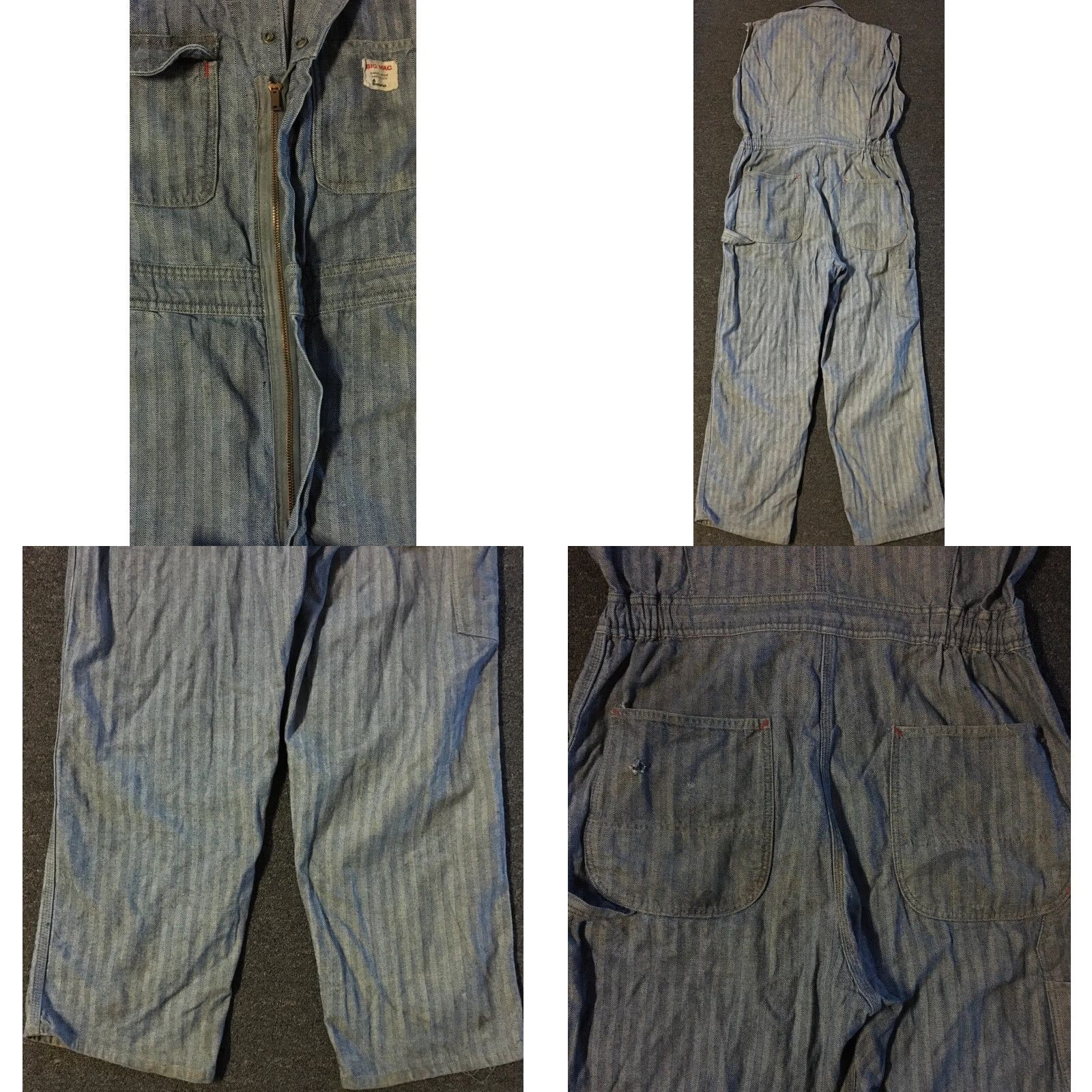 JCPenney VINTAGE Union Made JC Penney Big Mac Coveralls 42R Sleeveless Herringbone 50s 60s USA Mens Size US 42 / EU 58 - 8 Thumbnail