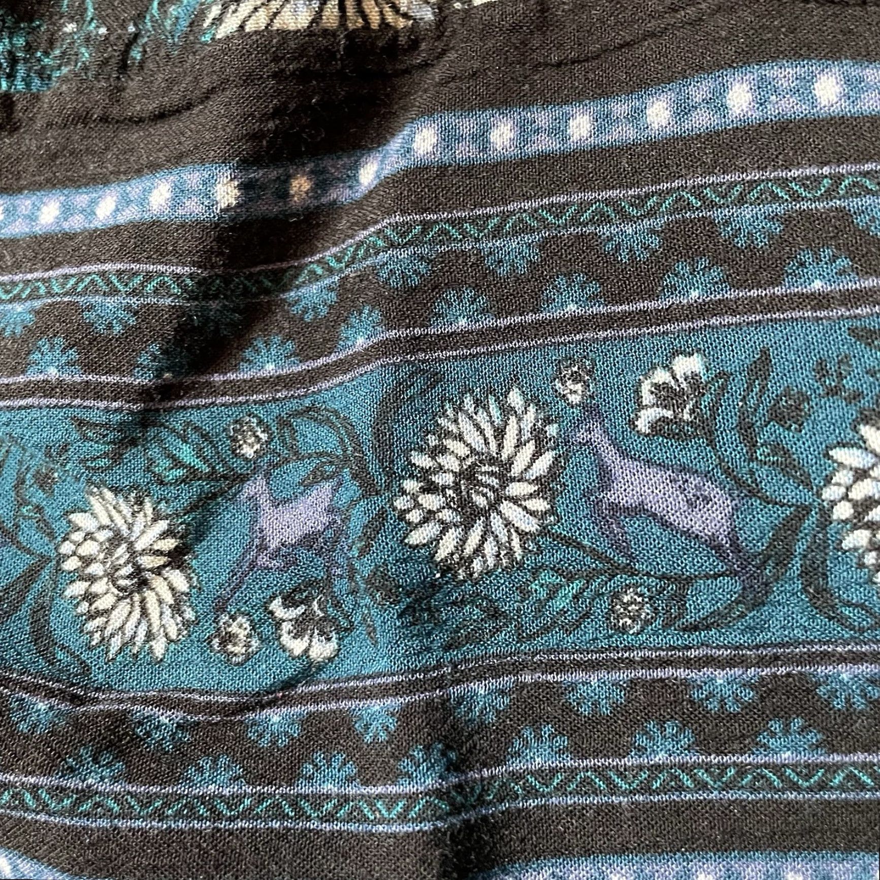 Old Navy Old Navy Blouse Shirt Womens S Dark Teal Floral Peasant Boho Puff Sleeve V-Neck Size S / US 4 / IT 40 - 6 Thumbnail