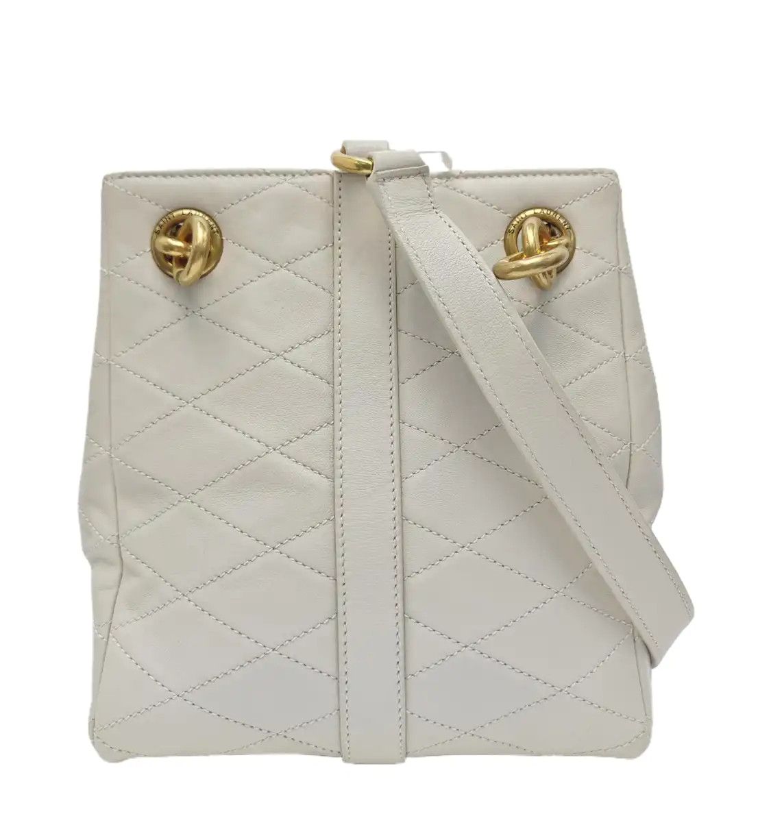 Saint Laurent Paris Saint Laurent Paris YSL white sheepskin quilted shoulder bag crossbody bag gold Size ONE SIZE - 1 Thumbnail