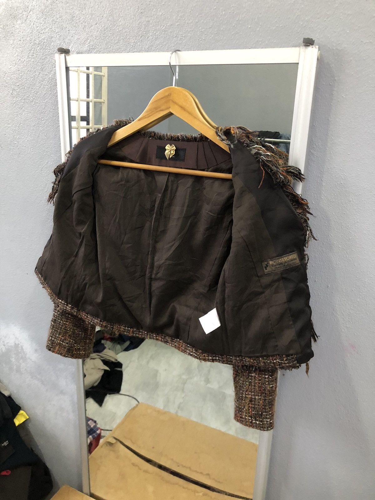 Yohji Yamamoto Ined Ponte Torto Tweed Cropped Jacket Japan Size XXS / US 00 / IT 34 - 9 Thumbnail