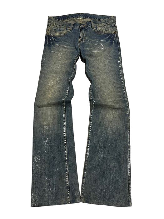 Archival Clothing Tornado Mart Mud Wash Flared Denim | Grailed