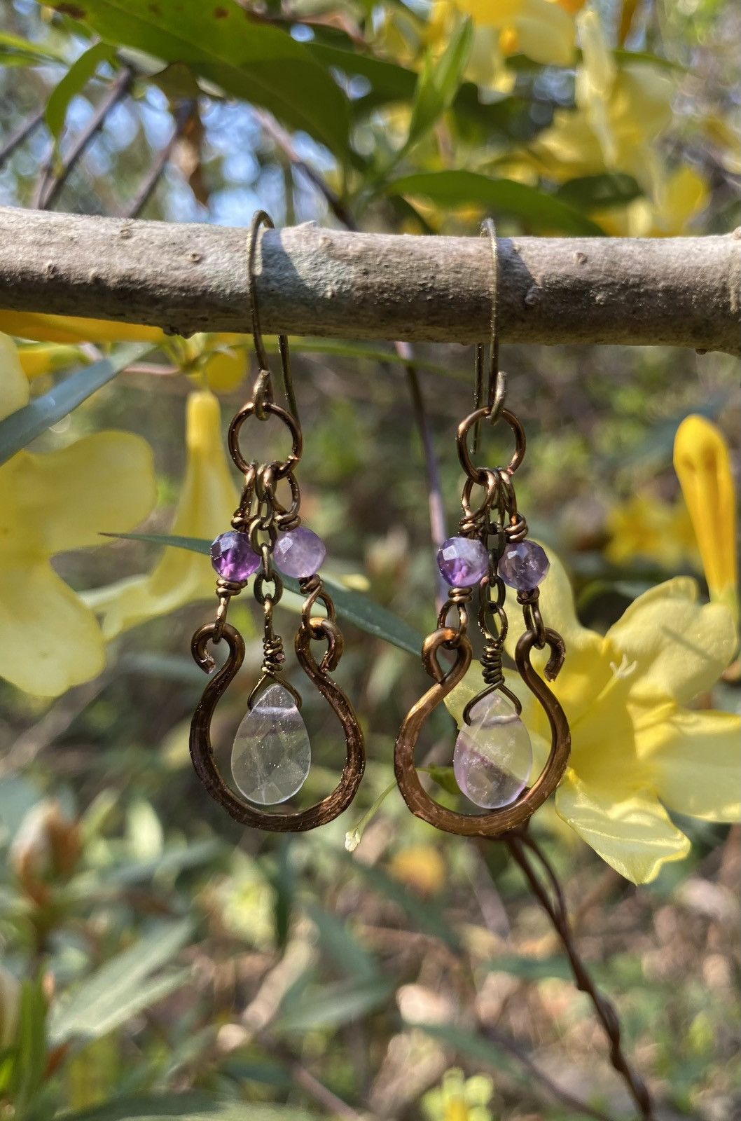 Handmade Fluorite Drop Earrings Size ONE SIZE - 1 Thumbnail