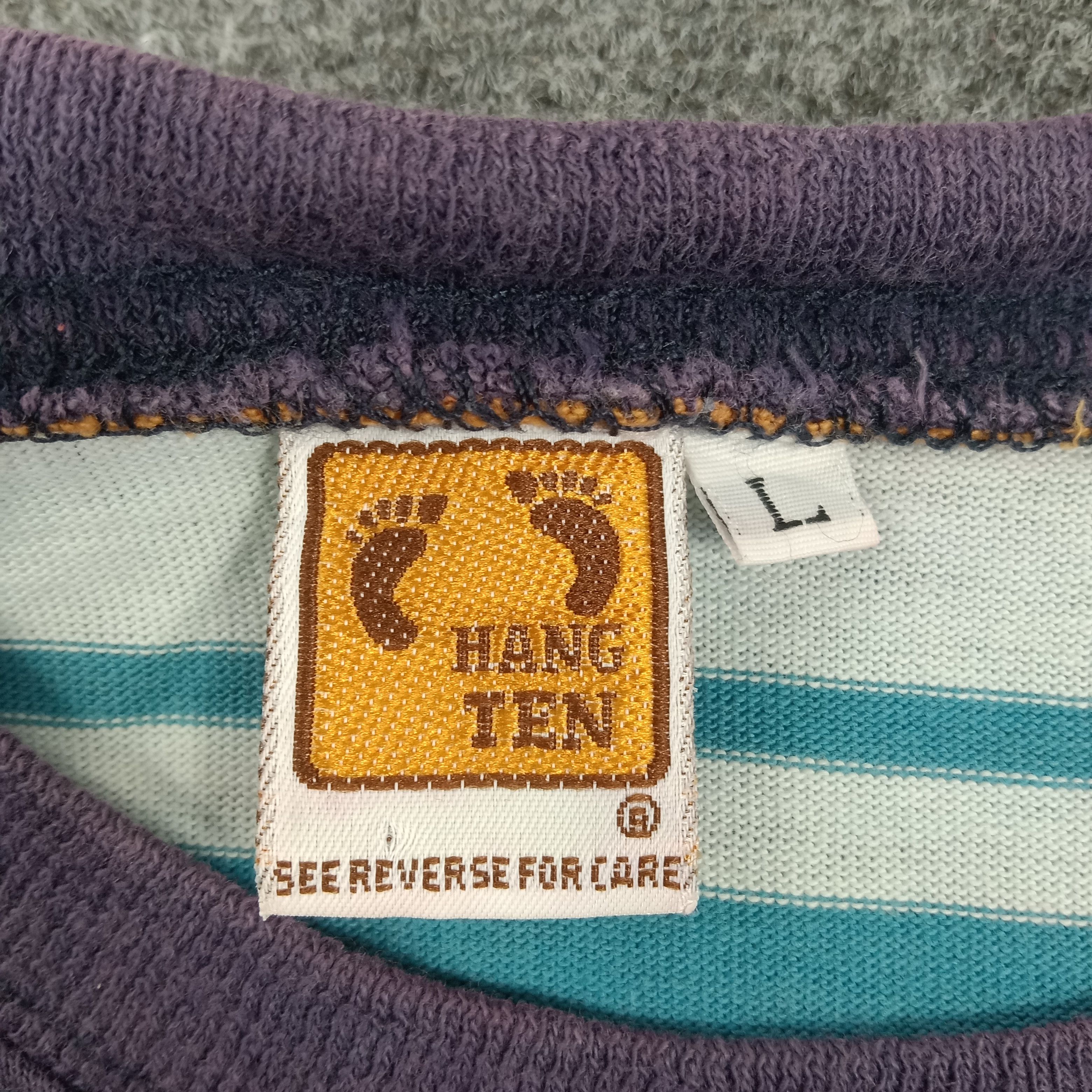 Hang Ten × Vintage Vintage 90's Hang Ten Streetwear Striped Design Tshirt Size US L / EU 52-54 / 3 - 3 Thumbnail