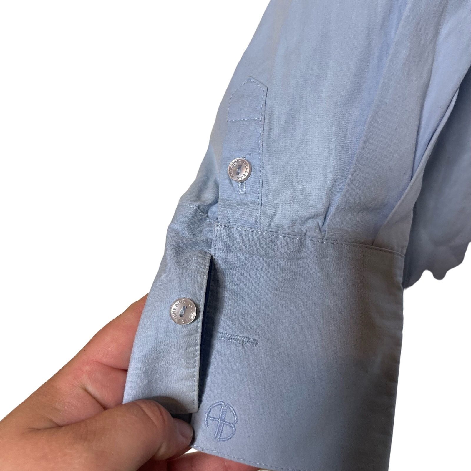 Anine Bing Anine Bing Long Sleeve Collared Mika Shirt Blue Womens S Size S / US 4 / IT 40 - 4 Thumbnail