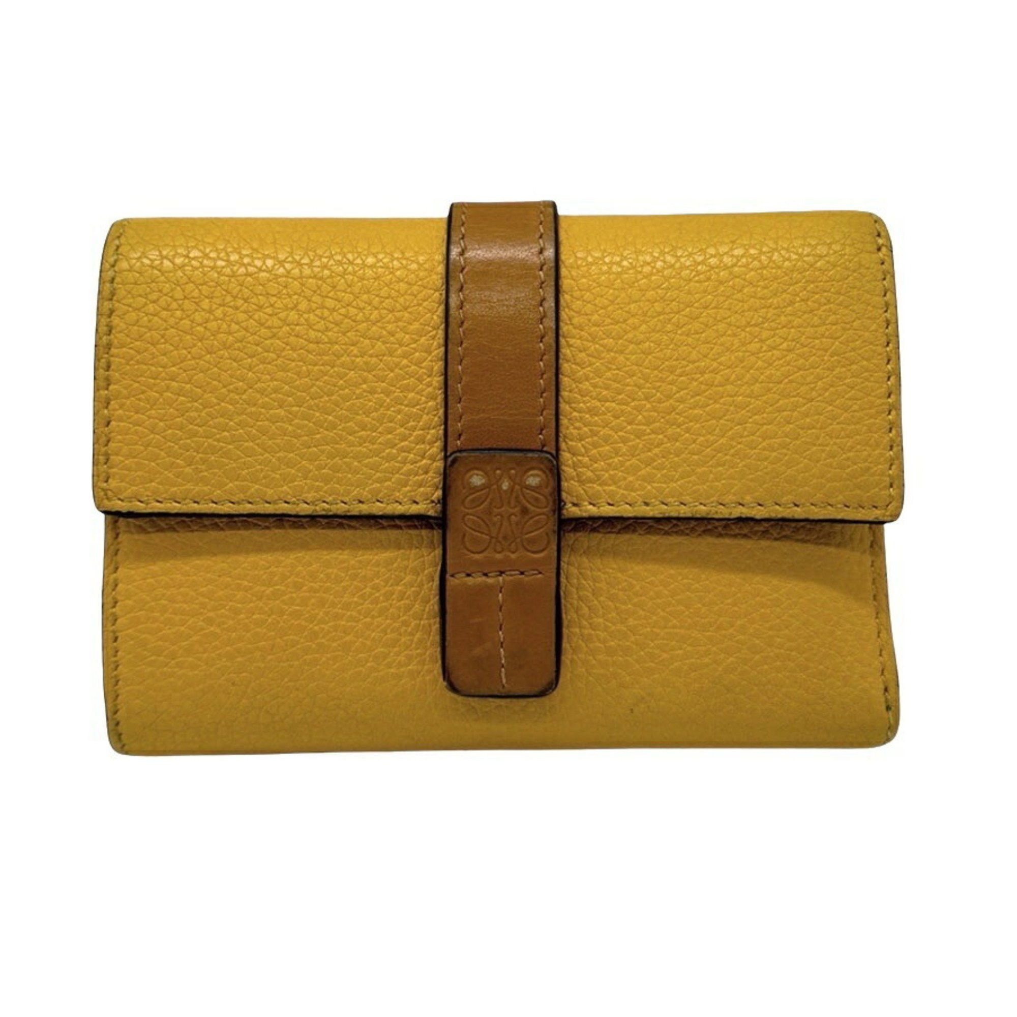 image of Loewe Trifold Wallet Anagram Leather Yellow X Navy Unisex, Women's