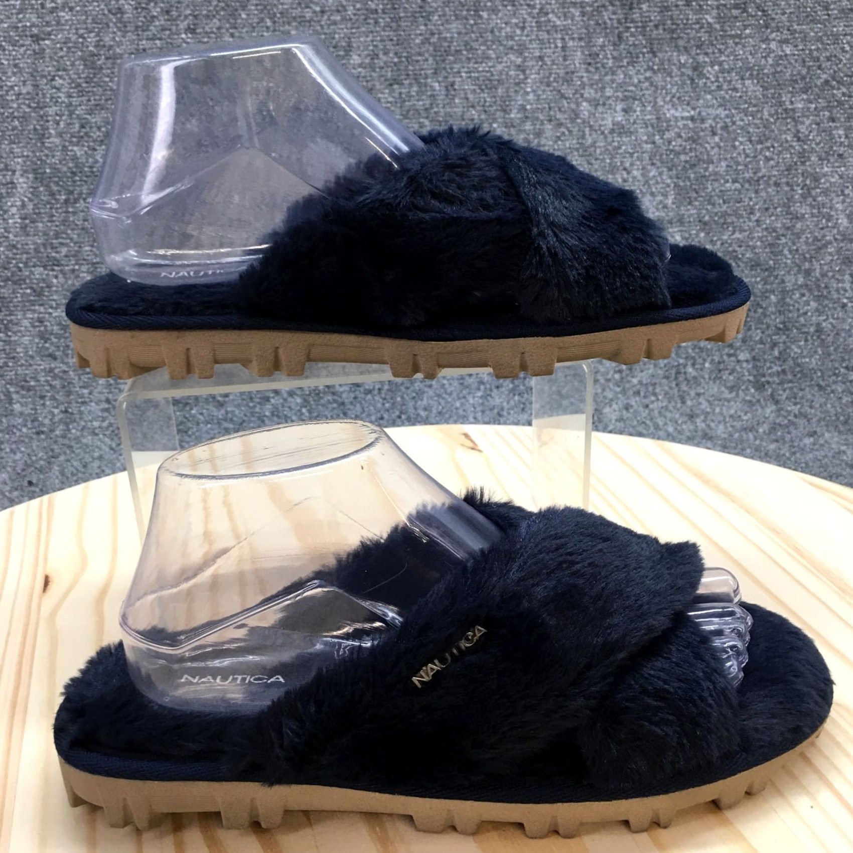 Nautica Nautica Slippers Womens 9 Aren Slip On Slide Flats Blue Faux Fur NEW Size US 9 / IT 39 - 2 Thumbnail