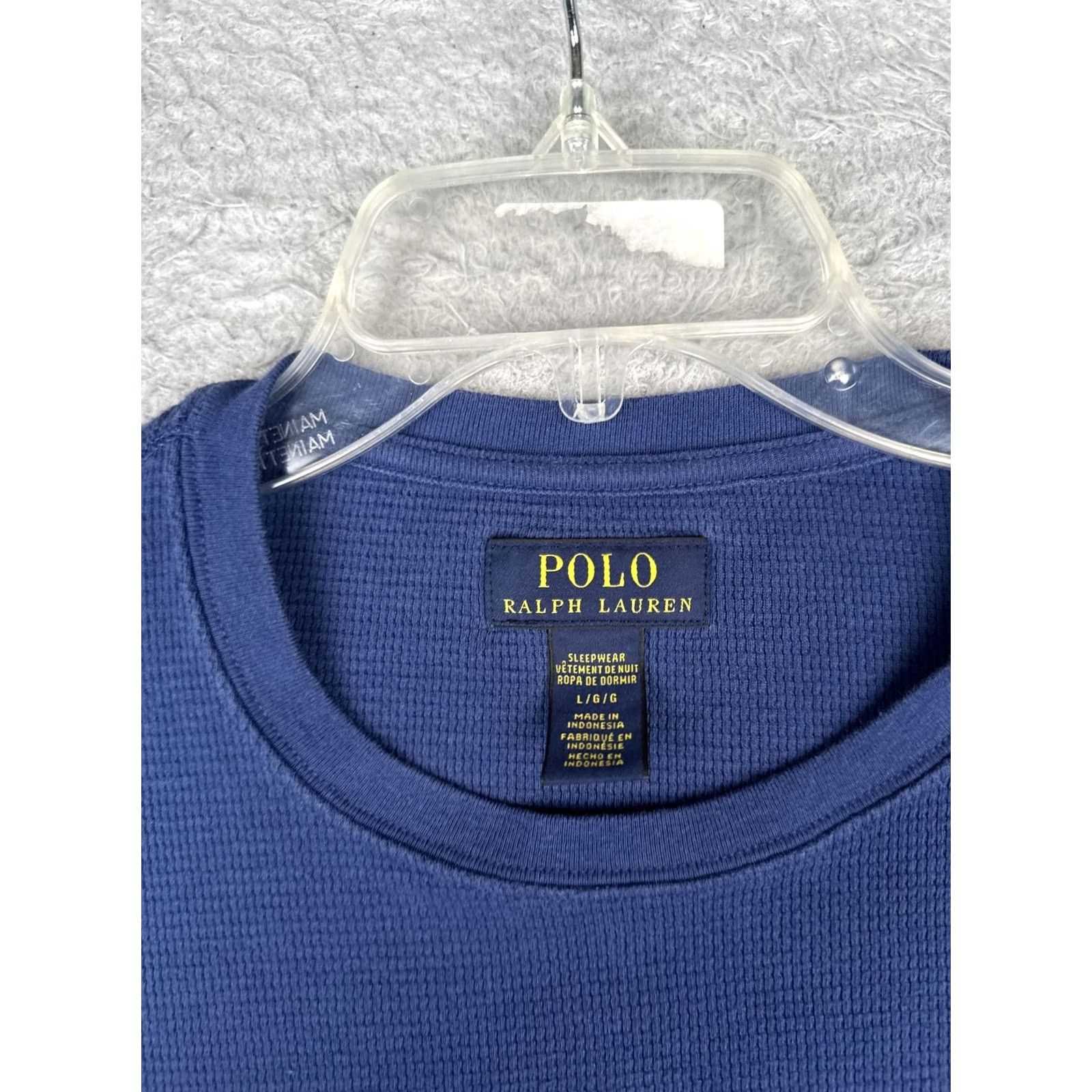 Polo Ralph Lauren Polo Ralph Lauren Shirt Mens L Blue Long Sleeve Thermal Crew Logo Knit Shirt Size US L / EU 52-54 / 3 - 7 Thumbnail