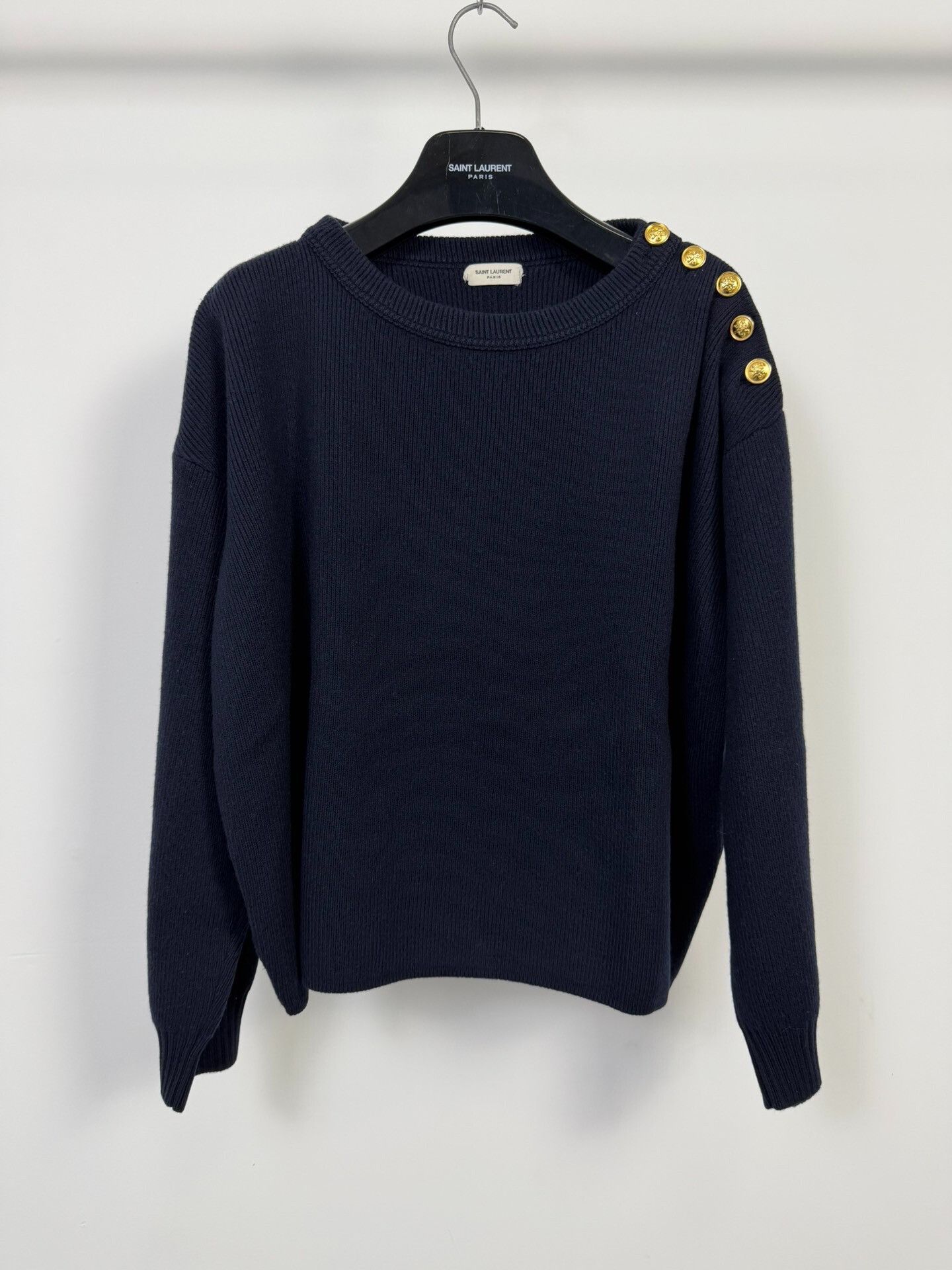 Saint Laurent Paris Saint Laurent Navy Wool Knit Sweater Size US L / EU 52-54 / 3 - 1 Thumbnail
