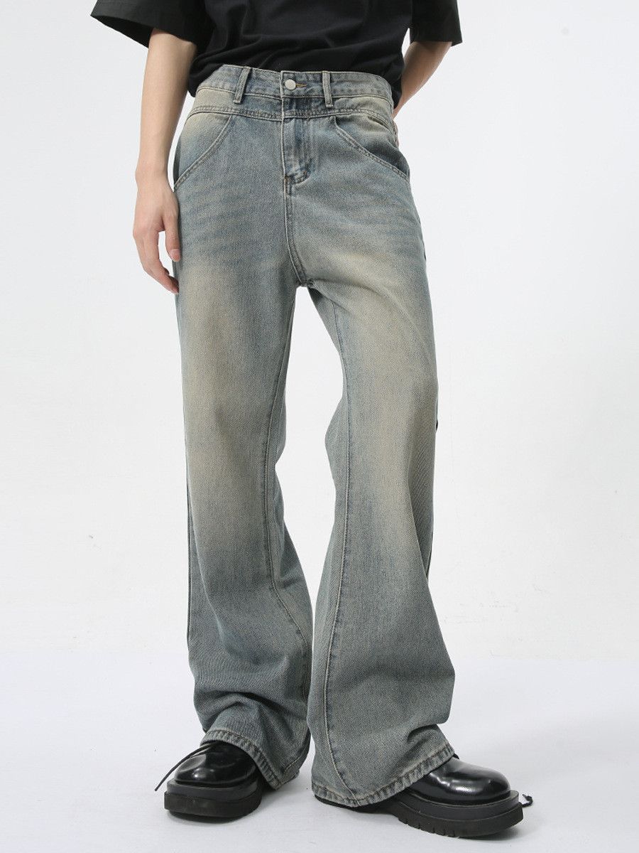 Vintage Men's retro high street vibe style loose flared washed jeans Size US 32 / EU 48 - 2 Thumbnail
