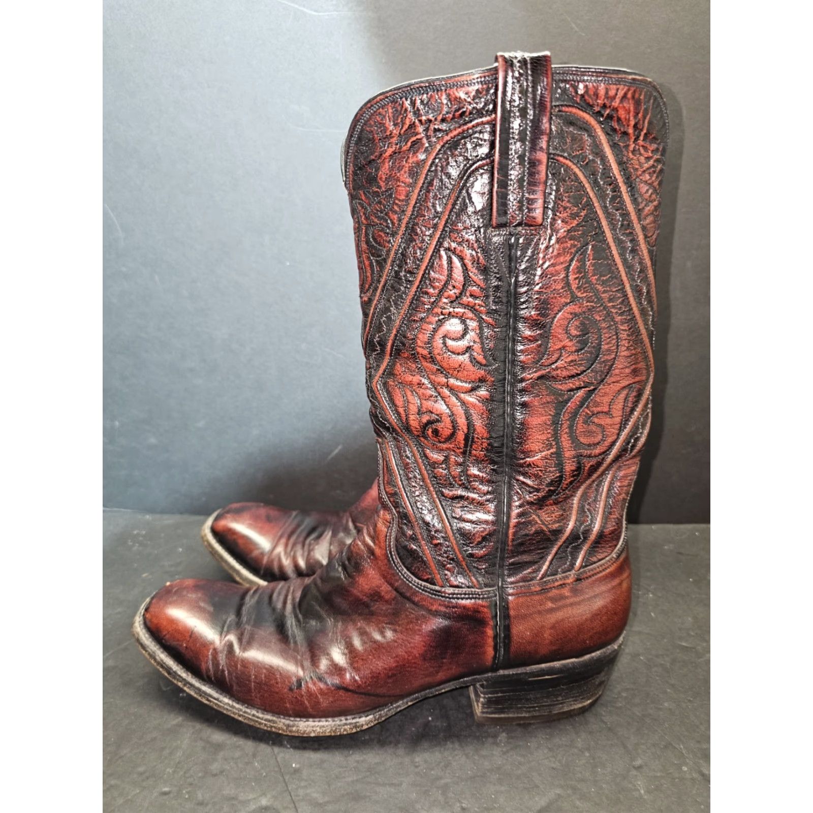 Vintage VINTAGE Lucchese San Antonio Cowboy Western Boots #1350 Mens Sz 10B Black Cherry Size US 10 / EU 43 - 6 Thumbnail
