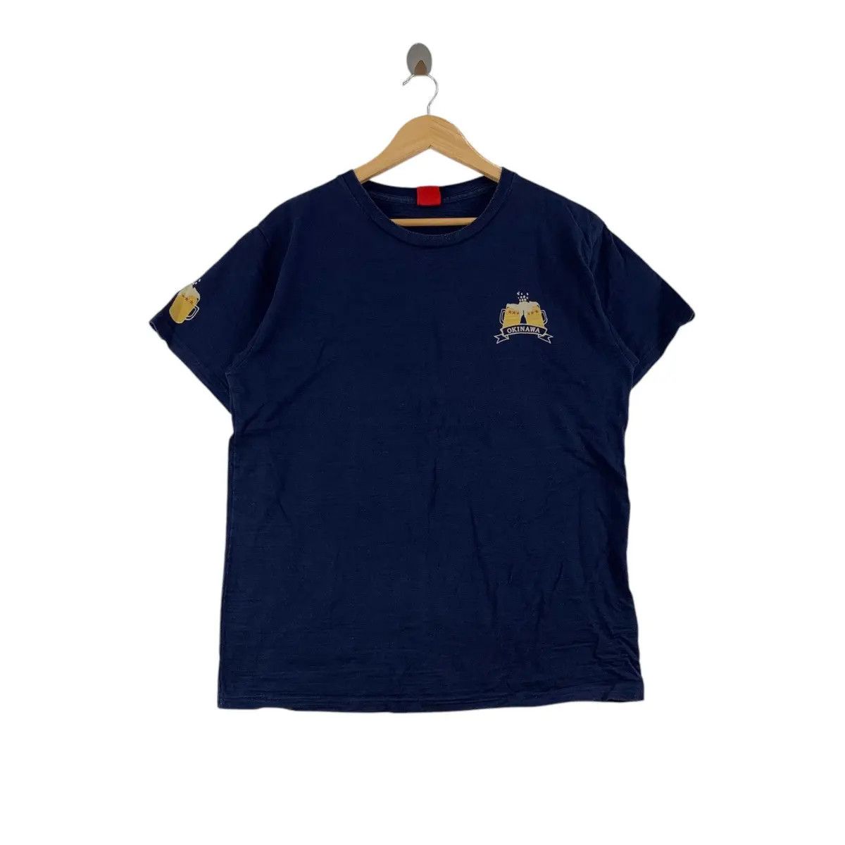 Vintage ORION OKINAWA DRAFT BEER Pure Navy Tee Shirt Top Japan Size US L / EU 52-54 / 3 - 4 Thumbnail