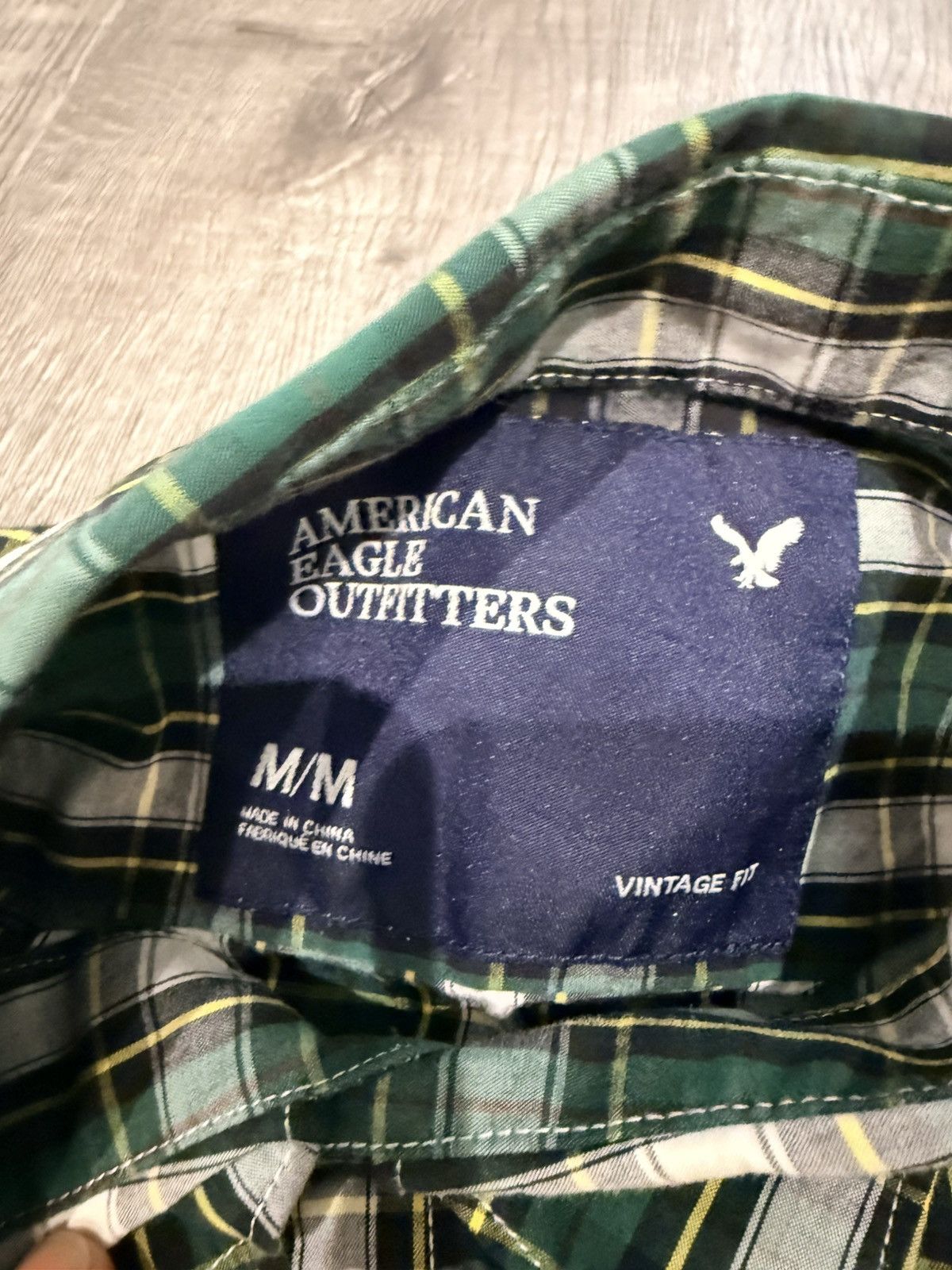 American Eagle Outfitters American Eagle Outfitters Green & Yellow striped button up Size US M / EU 48-50 / 2 - 3 Thumbnail