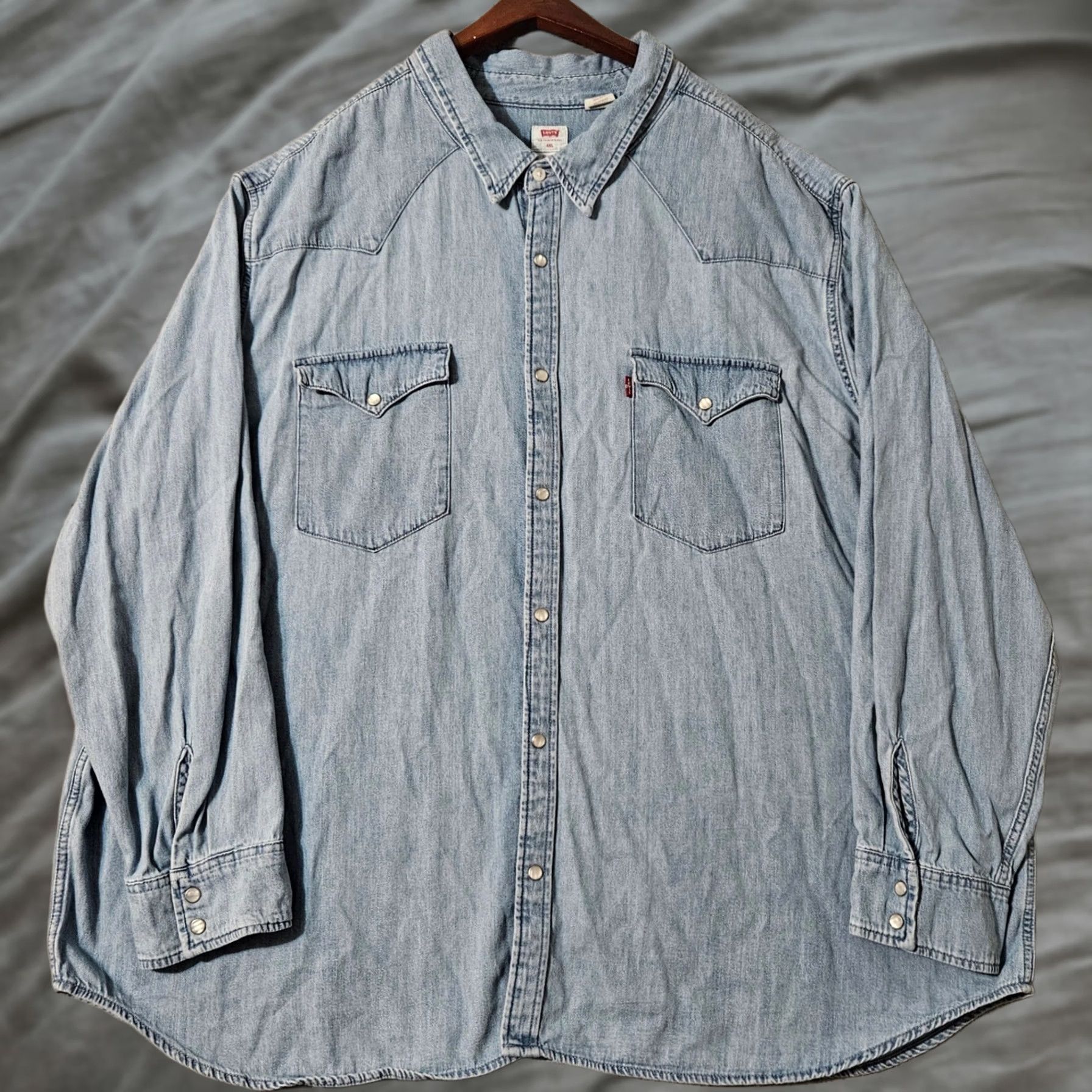 Levi's Levi's Mens Western Shirt Blue 4XL Long Sleeve Pearl Snap Button Size US XXL / EU 58 / 5 - 1 Thumbnail