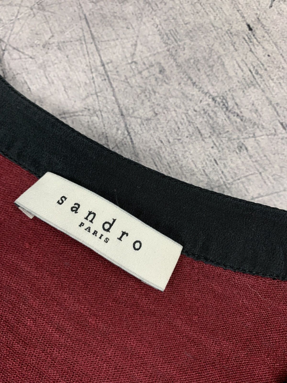 Sandro Sandro Paris V-Neck Linen T-Shirt Burgundy Size L Luxury Top Size S / US 4 / IT 40 - 5 Thumbnail