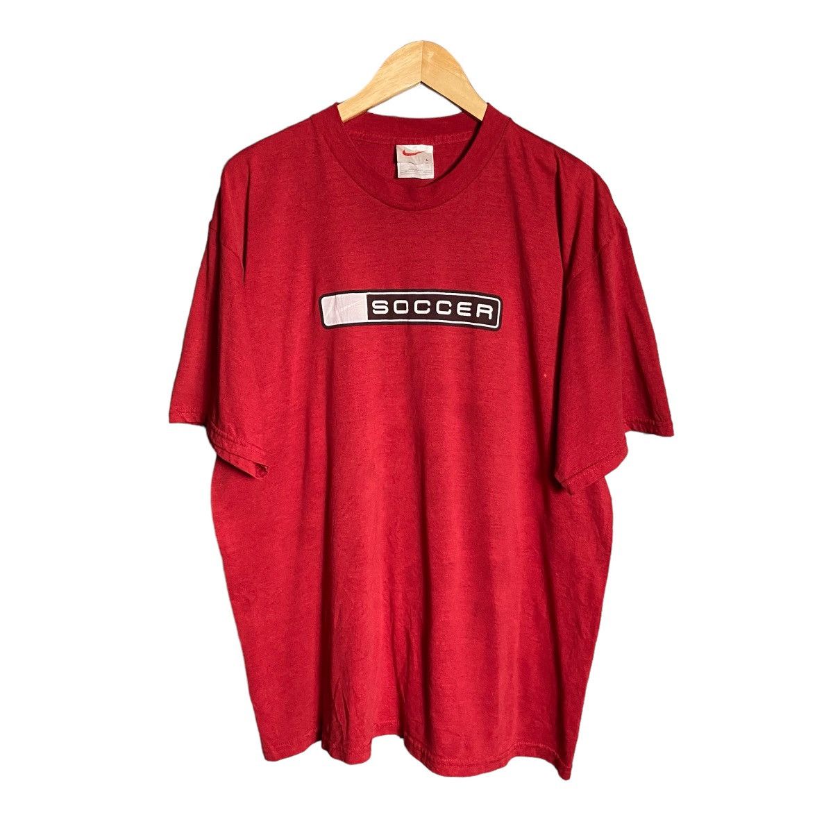 Nike × Vintage Vintage 90s Nike Swoosh Soccer Box Logo Tee Size US L / EU 52-54 / 3 - 2 Thumbnail