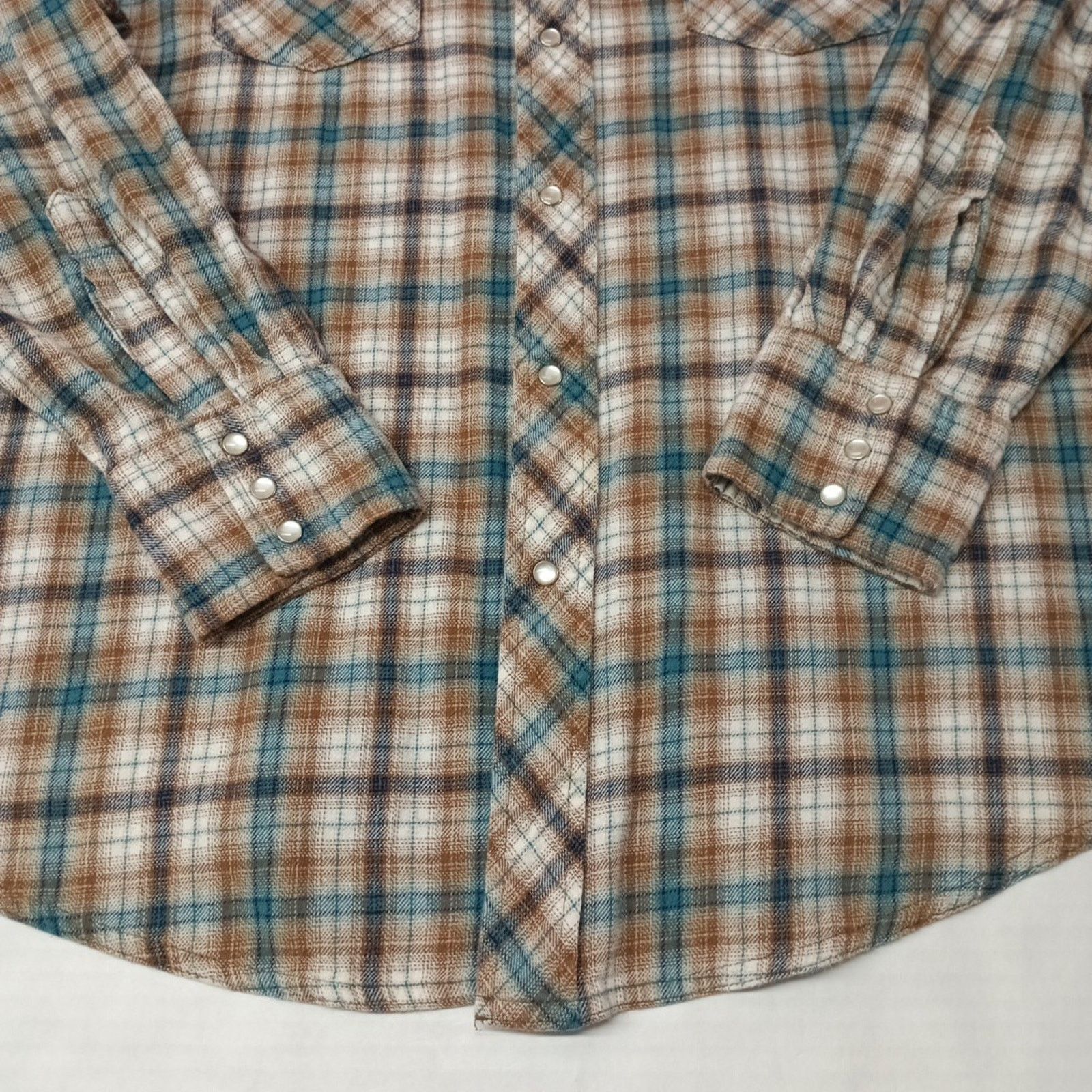 Wrangler Wrangler Wrancher Shirt Men's 2XL Brown Plaid Flannel Snap Size US XXL / EU 58 / 5 - 2 Thumbnail