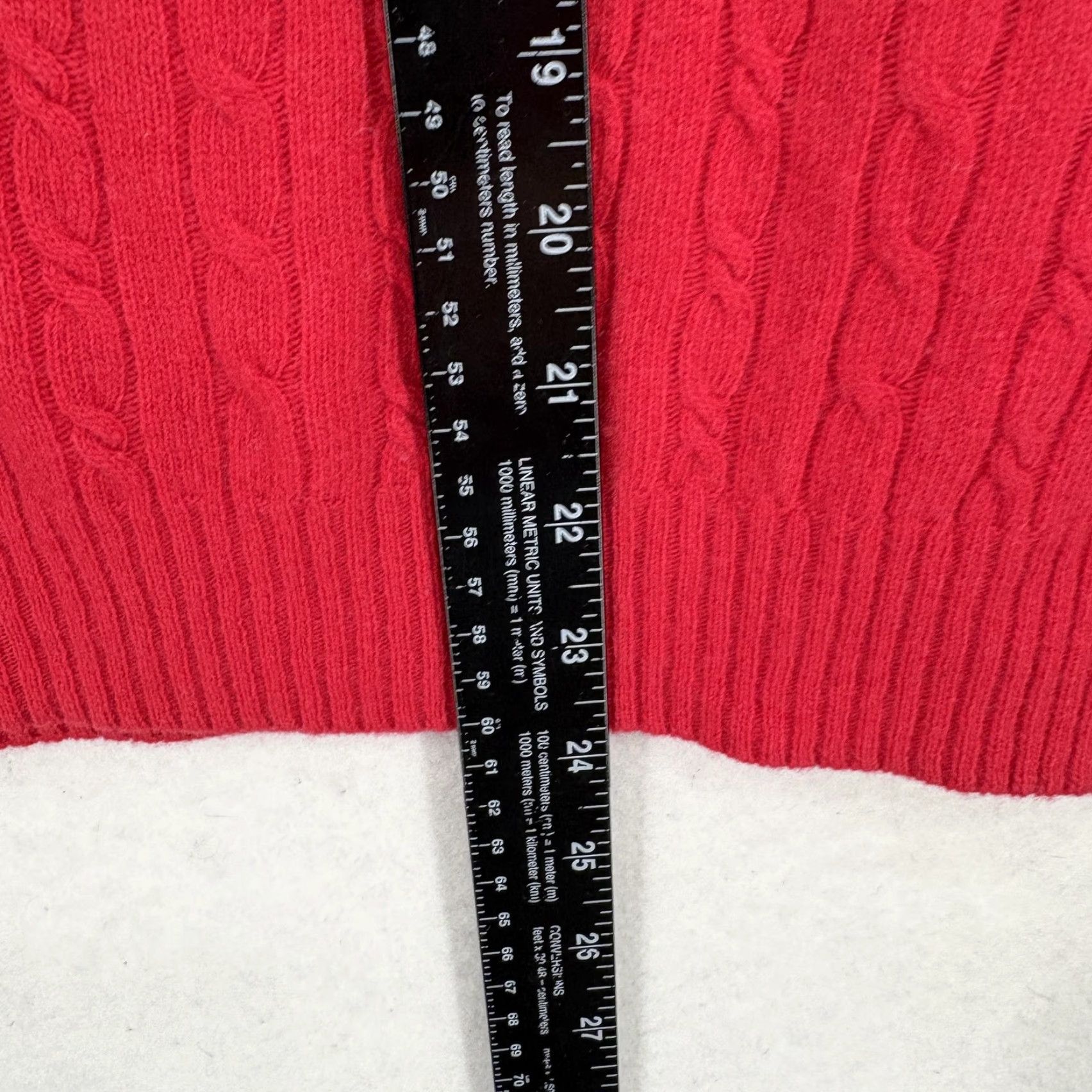 J.Crew J.CREW Sweater Womens Red Cable-Knit V-Neck Wool Cashmere Raglan Pullover Size L / US 10 / IT 46 - 7 Thumbnail