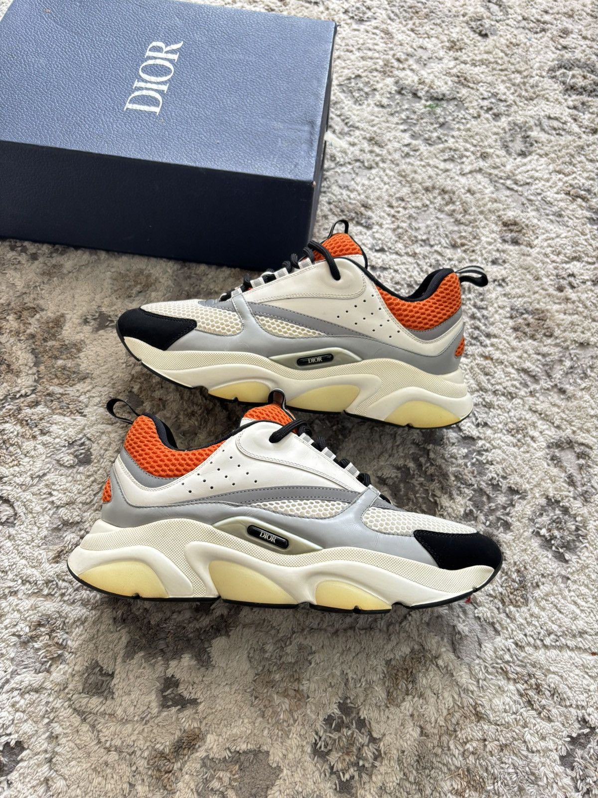 Dior Dior B22 Orange / Grey / White Sneakers Size US 12 / EU 45 - 3 Thumbnail