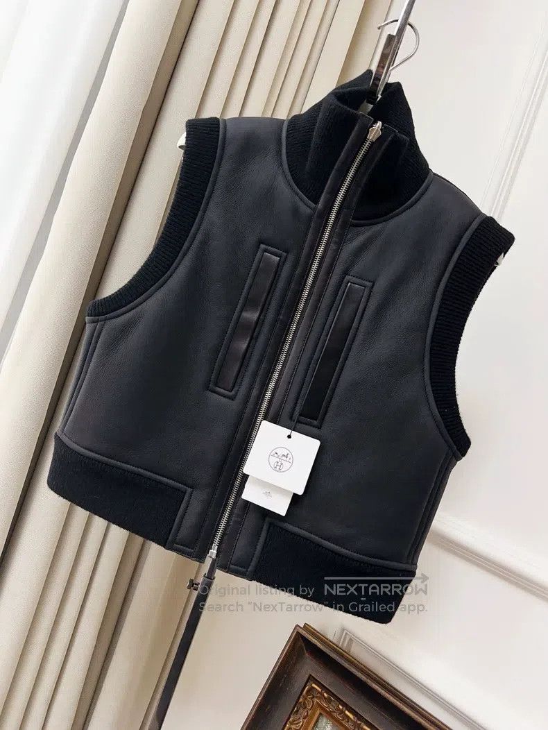 Hermes Hermes Black Leather and Fur Reversible Vest Jacket Size XS / US 0-2 / IT 36-38 - 1 Thumbnail