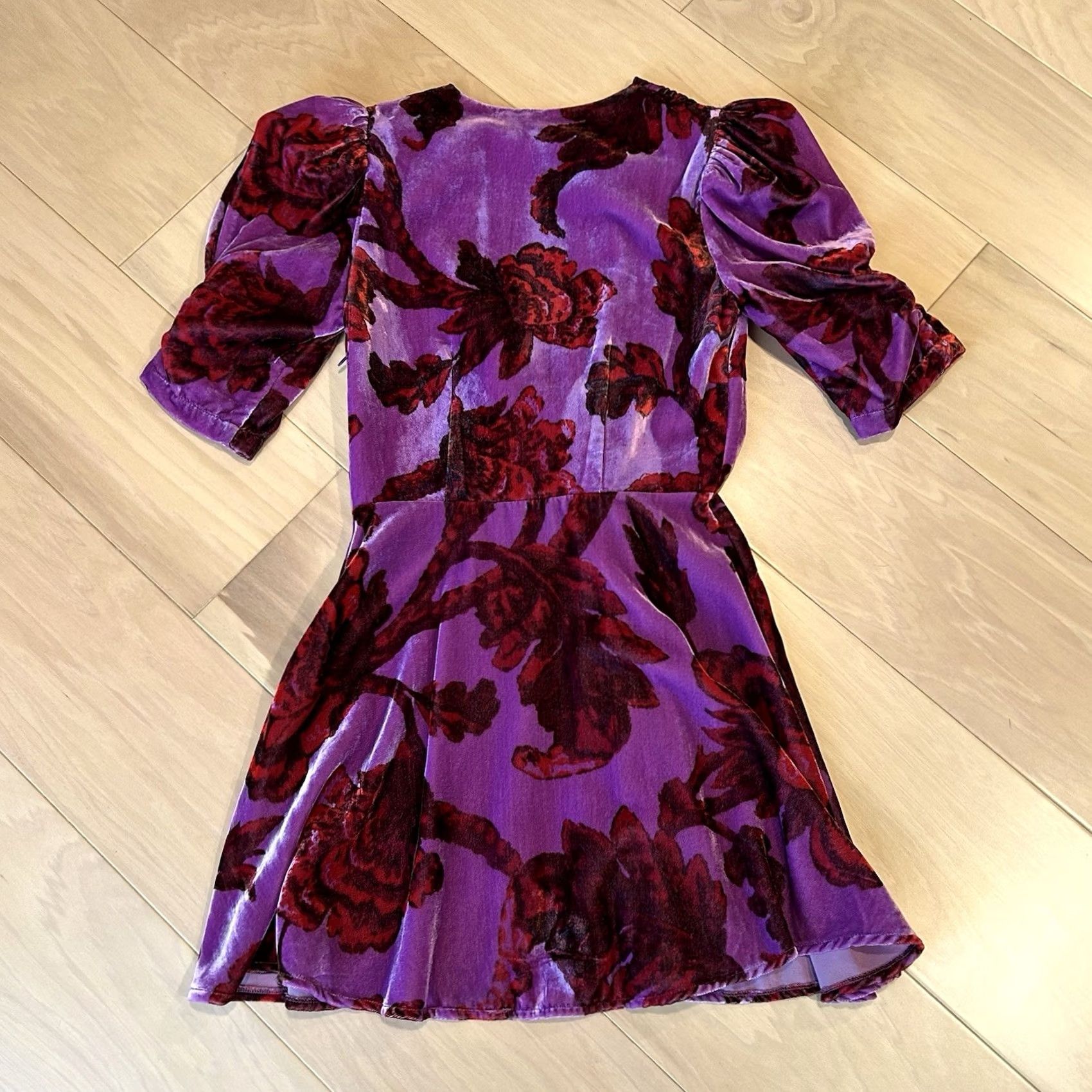 RHODE Rhode Dress Womens S Purple Leanna Velour Floral Mini Women Size S / US 4 / IT 40 - 3 Thumbnail
