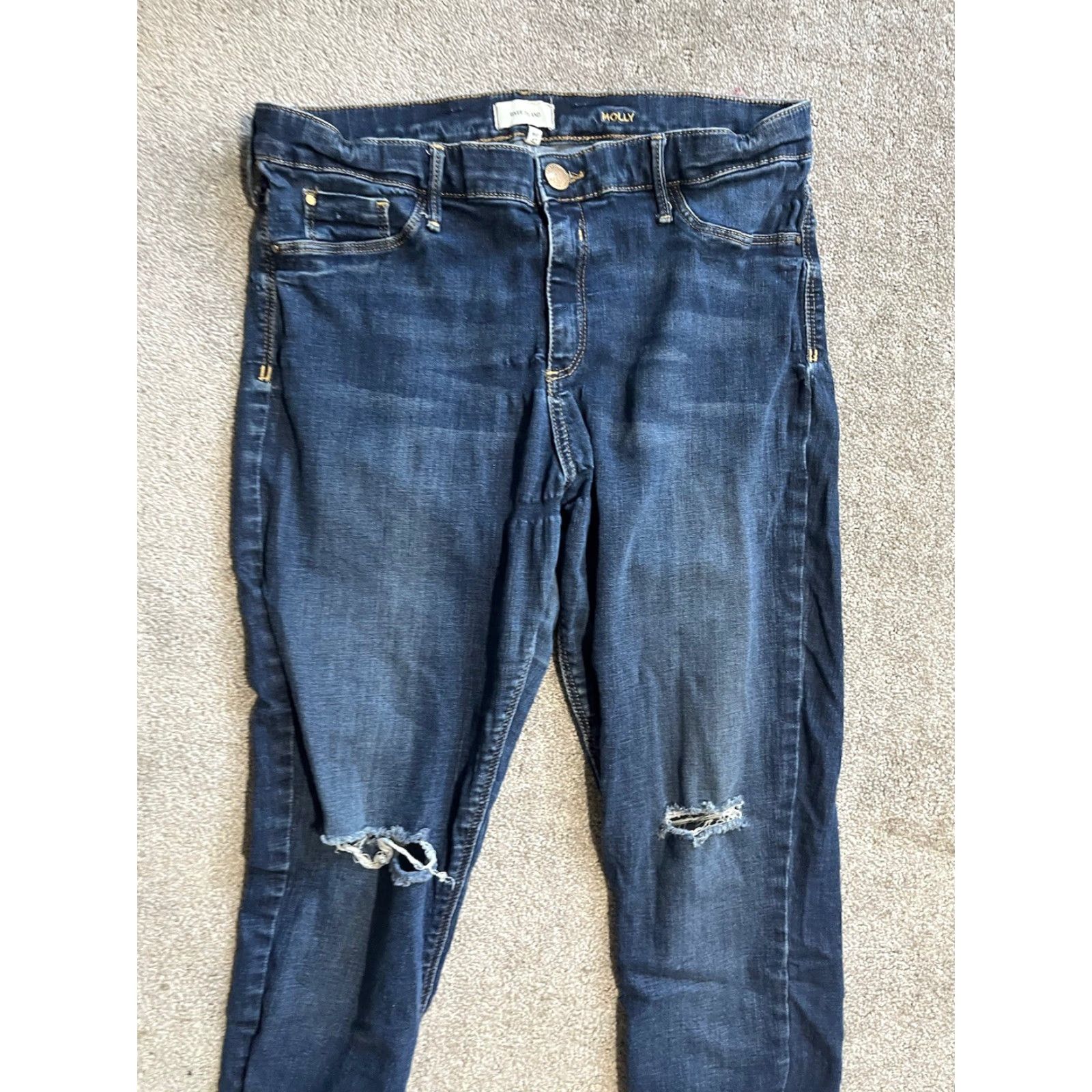 River Island River Island Molly Jeans Women’s Blue Mid-Rise Denim 5-Pocket Regular Fit Size 16 Womens Size 38" / US 16 / IT 52 - 2 Thumbnail