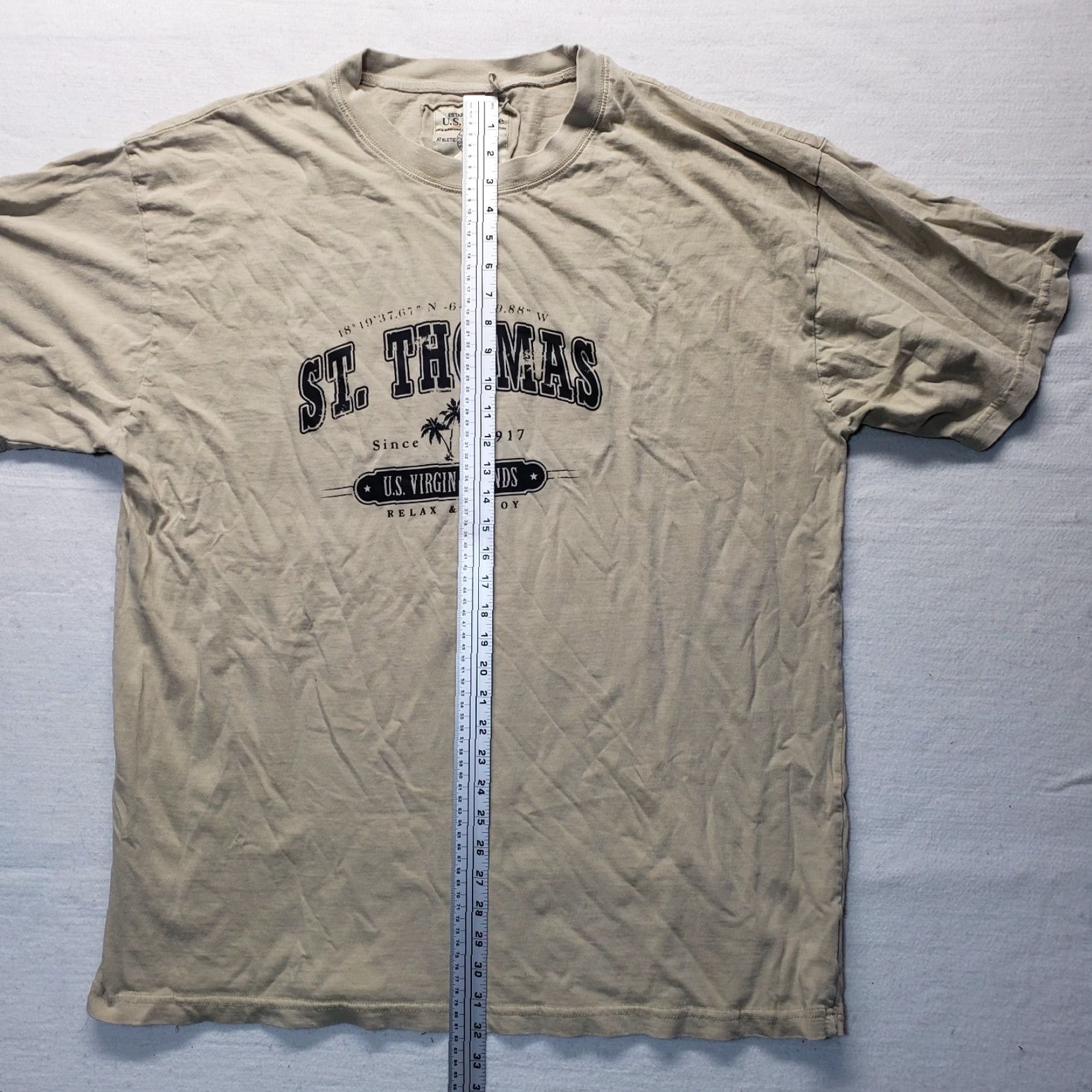 Vintage St.Thomas Virgin Island Shirt Short Sleeve T-Shirt Adult Men 4XL Brown Graphic Tee Classic Theme Mens Size US XXL / EU 58 / 5 - 7 Thumbnail
