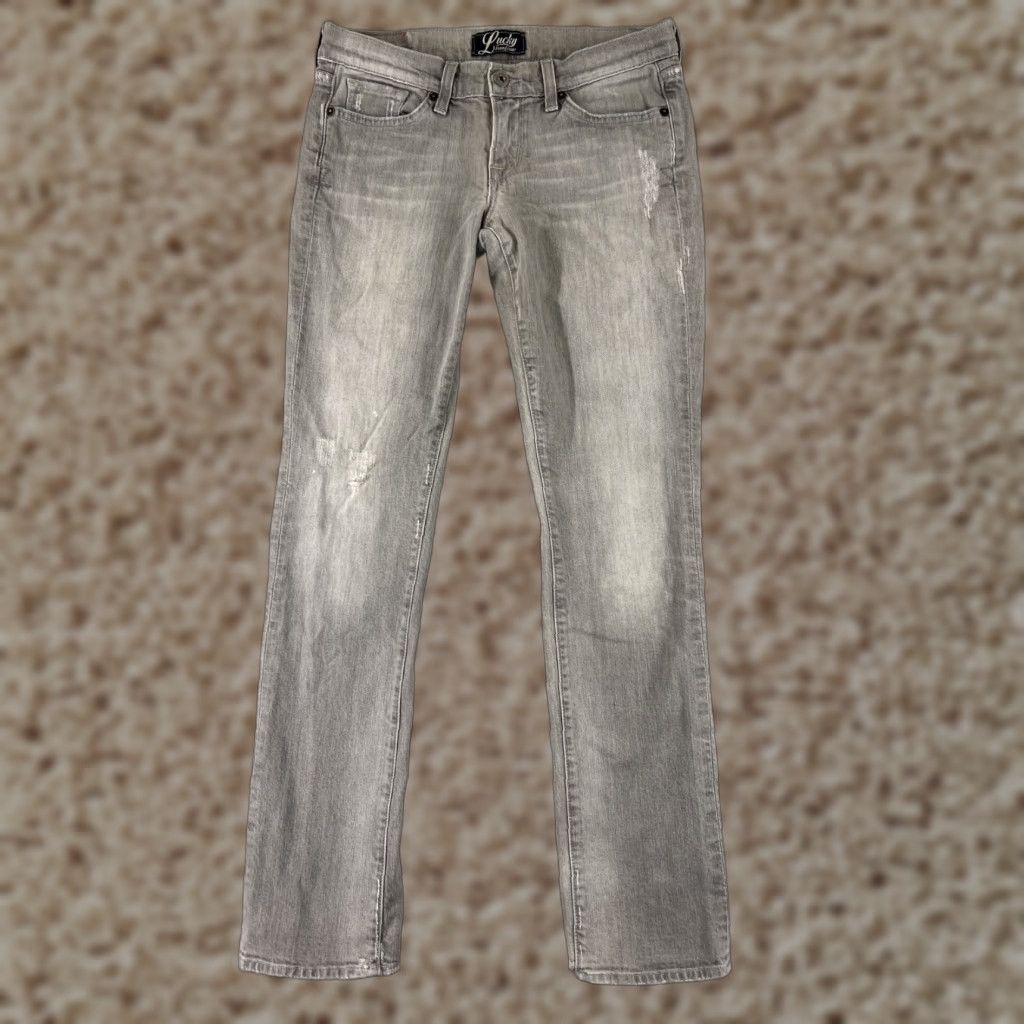 Lucky Brand VINTAGE Lucky Brand Jeans Womens 6 Gray Distressed Straight Leg Low Rise USA Made Size 28" / US 6 / IT 42 - 1 Thumbnail