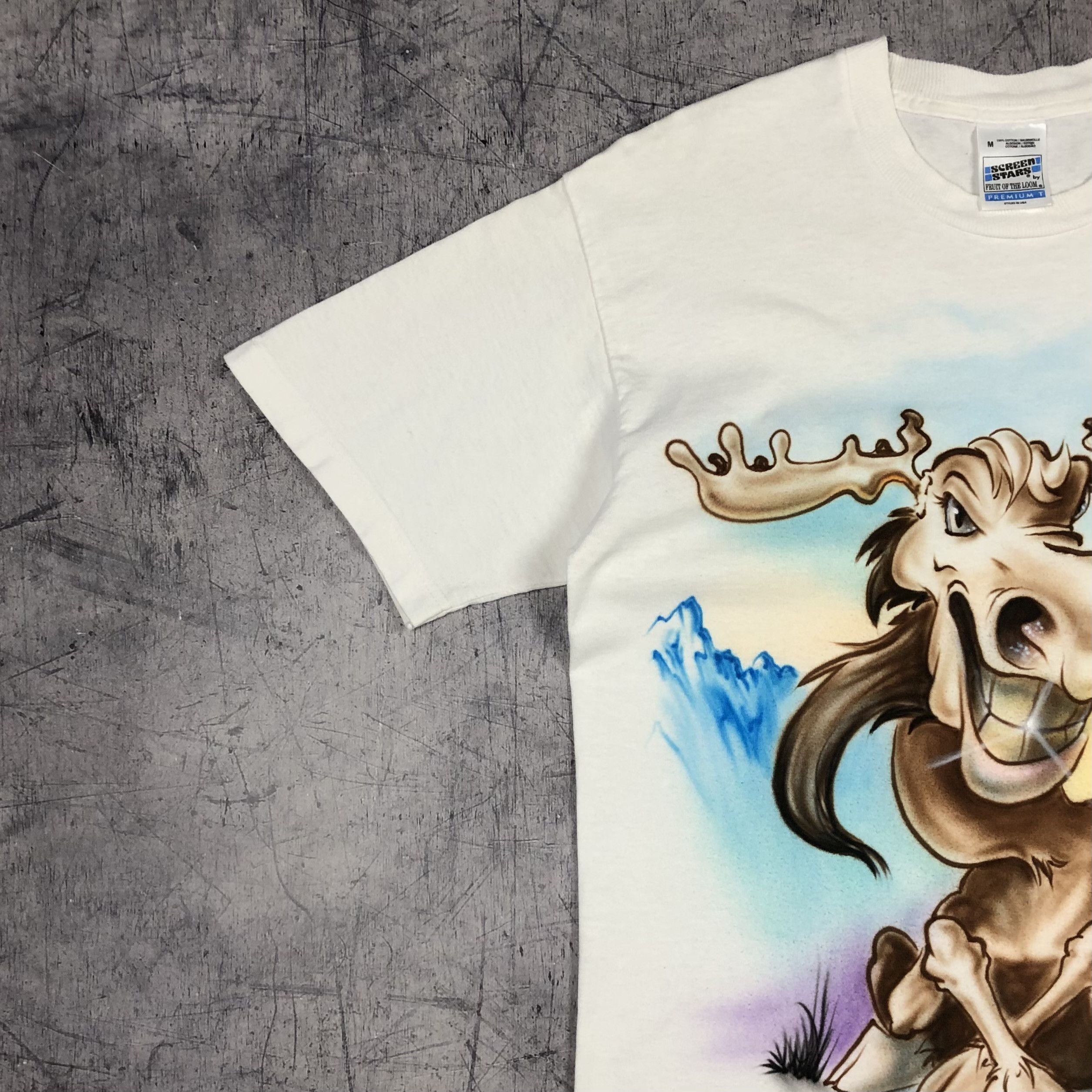 Handmade 90s Aerograph 1Of1 Handpaint Moose On Road Tee Size US L / EU 52-54 / 3 - 7 Thumbnail