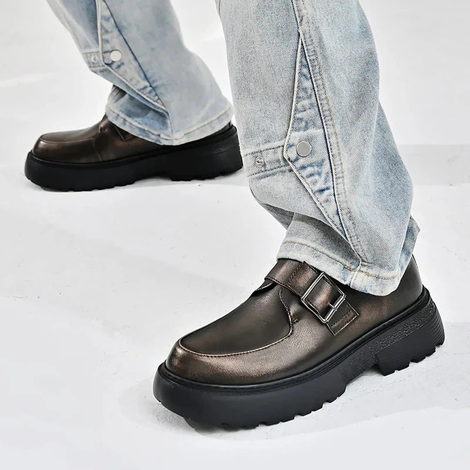 Chunky Sole Buckled Derby Shoes