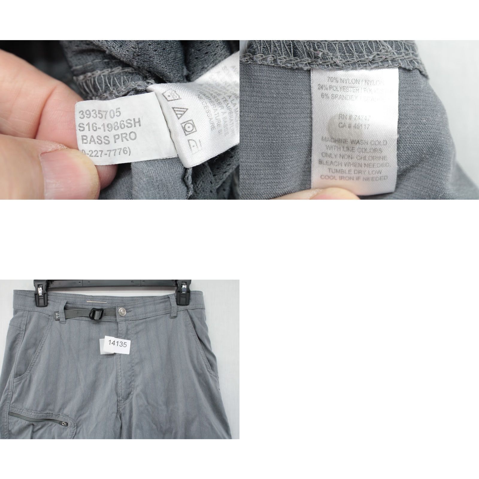 ASCENO Ascend Mens Cargo Shorts 34 Gray Striped Outdoors Hiking Zip Pockets Waist 34 Inseam 10" Pockets Logo Belted Regular Size US 34 / EU 50 - 8 Thumbnail