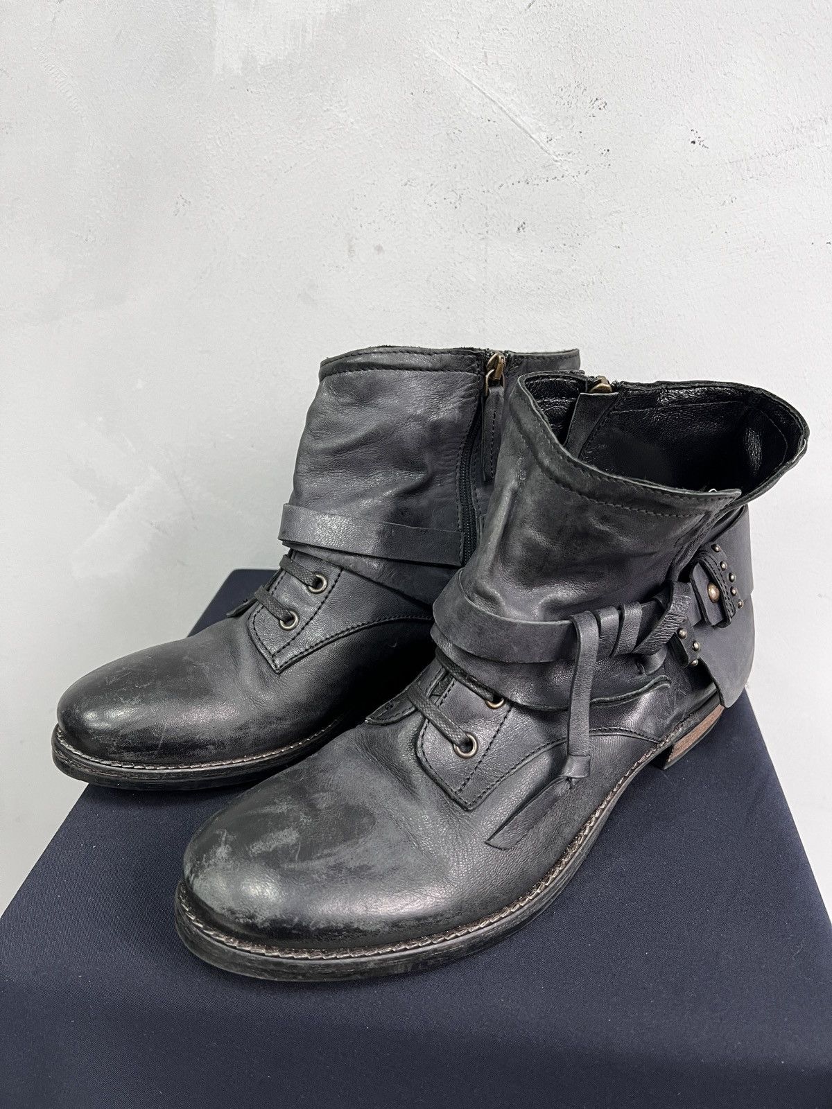 A.S.98 Dark blue leather boots A.S.98 detailed vintage guidi style Size US 8 / EU 41 - 7 Thumbnail