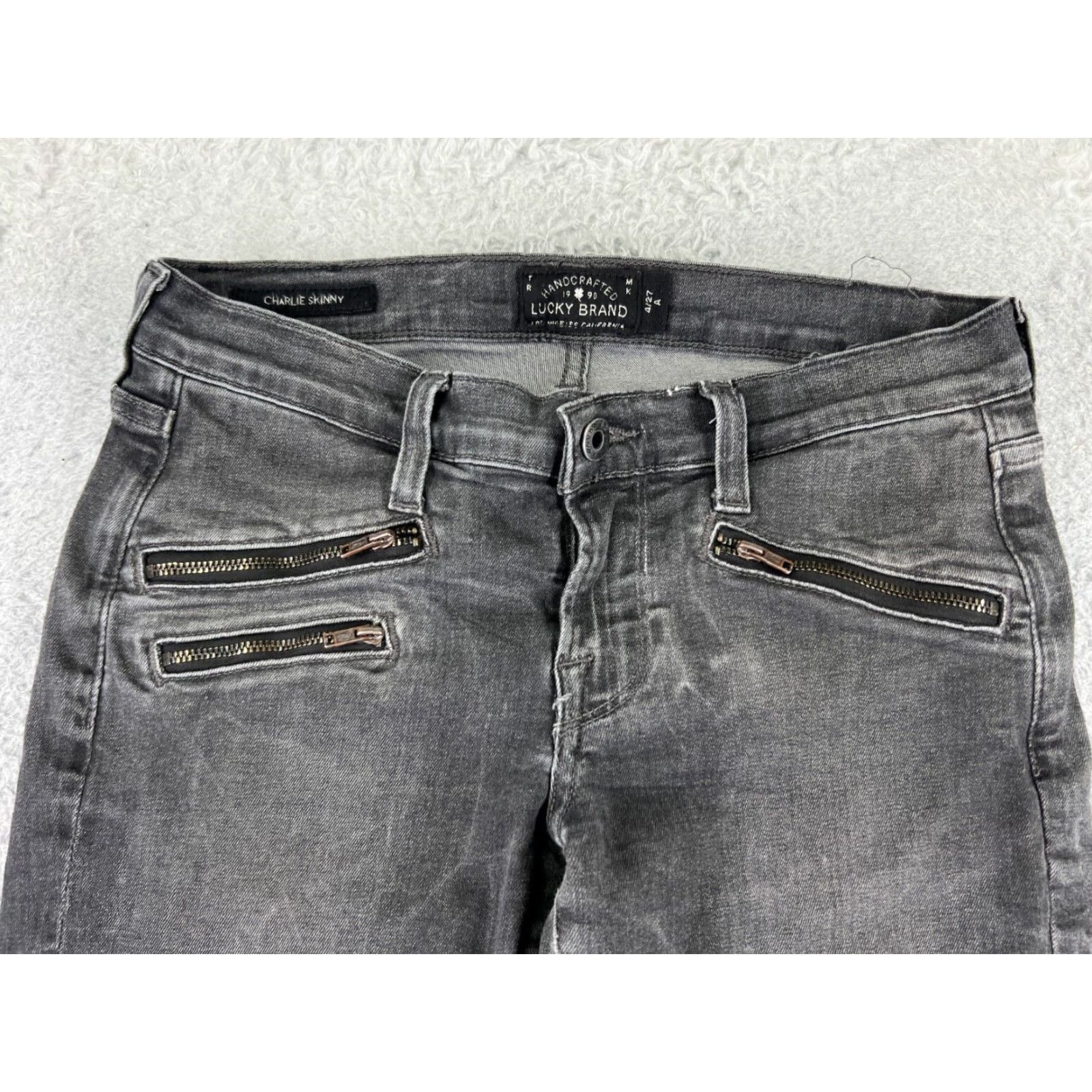 Lucky Brand Lucky Brand Jeans Womens 4 Black Skinny 5-Pocket Denim Zipper Pockets 26x27 Adult Womens Jeans Size 27" / US 4 / IT 40 - 4 Thumbnail