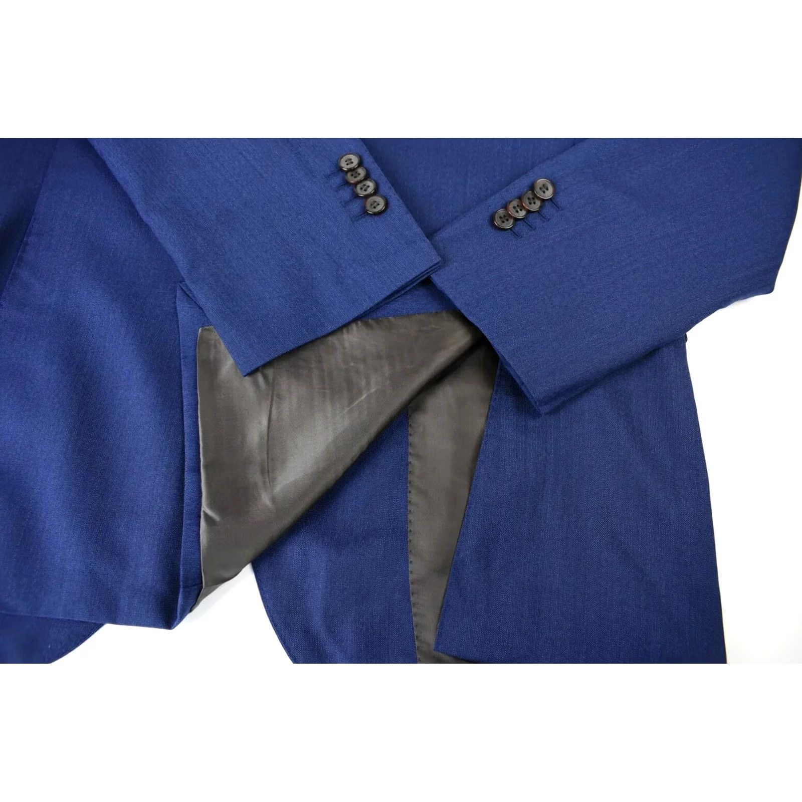Suitsupply Suitsupply Lazio Single Breasted Slim Blazer Men UK 44L Blue Wool Lined Notch Jacket Long Sleeve Button 2 Front Casual Holiday Mens Size 44R - 5 Thumbnail
