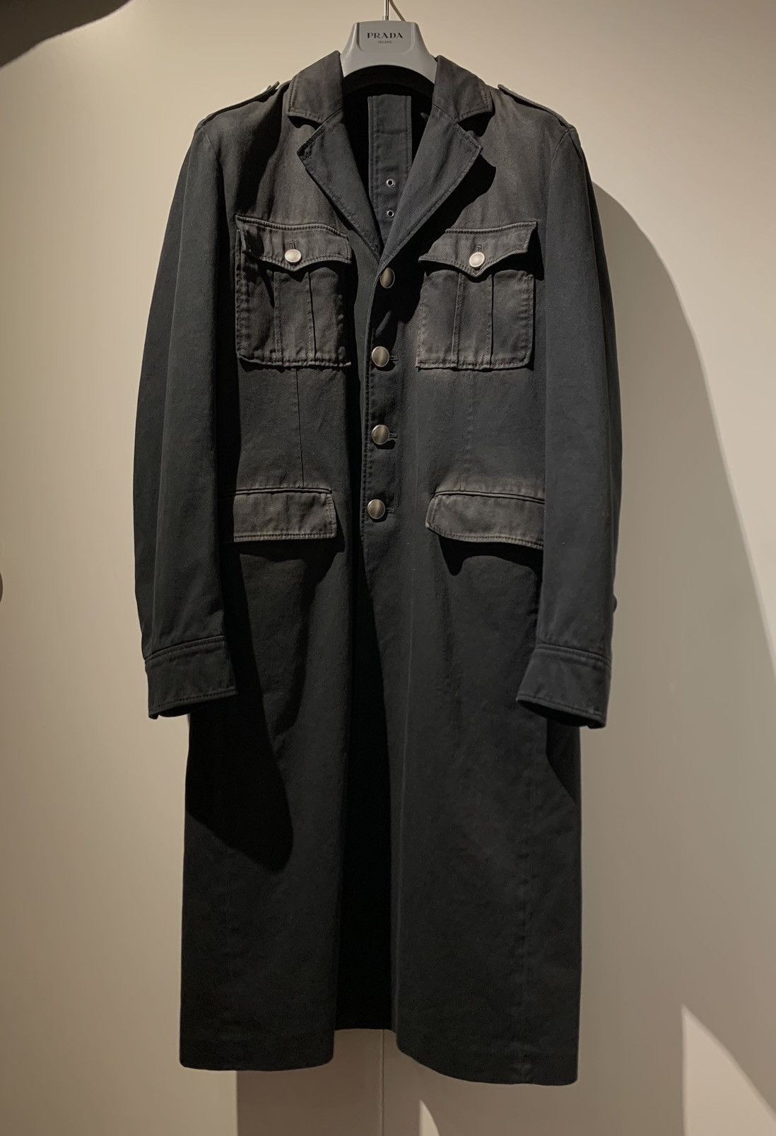 image of Prada Overcoat in Black, Men's (Size Small)