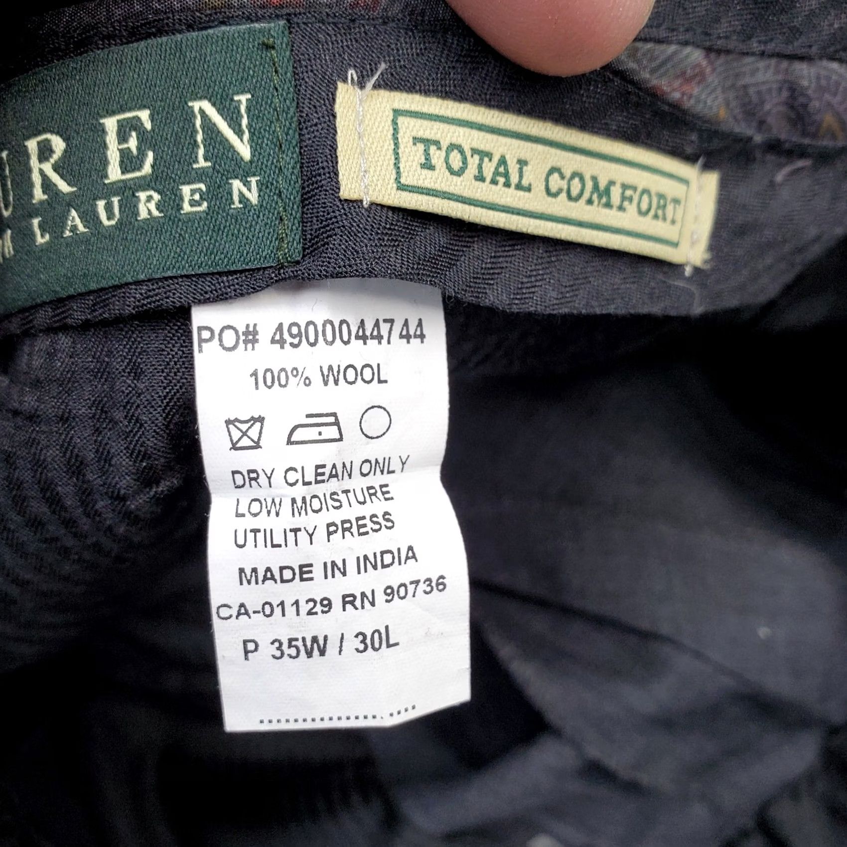 Ralph Lauren Lauren Ralph Lauren Mens Dress Pants 35 Charcoal Gray Regular Inseam 30.5 Formal Total Comfort Size US 35 - 5 Thumbnail