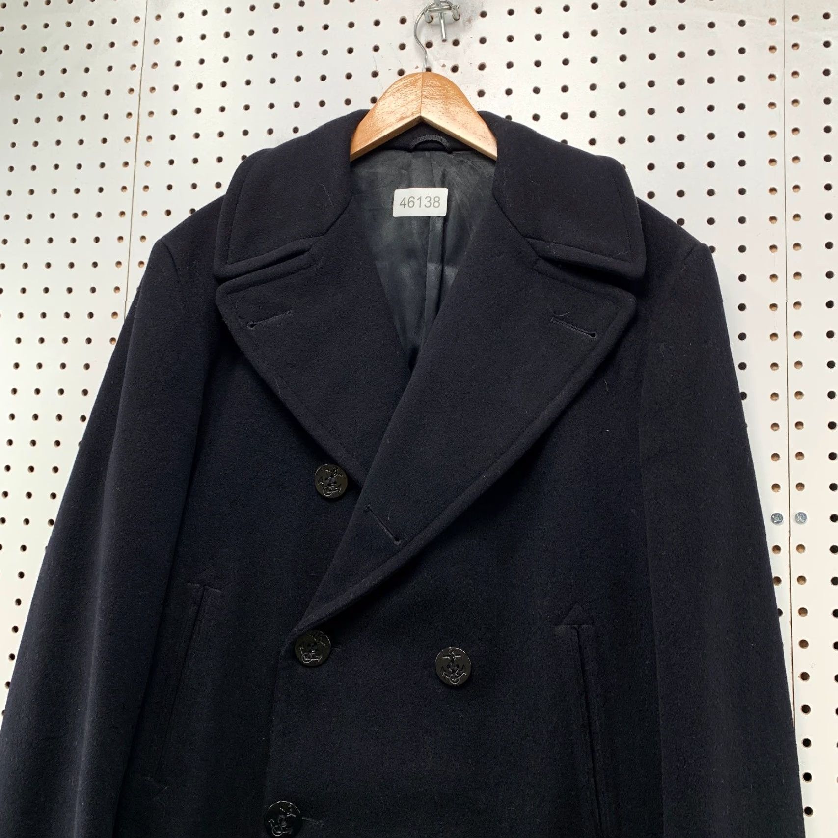 Doublet VINTAGE US Navy Peacoat Mens 42 Black Double Breasted Wool Coat Size US XS / EU 42 / 0 - 5 Thumbnail