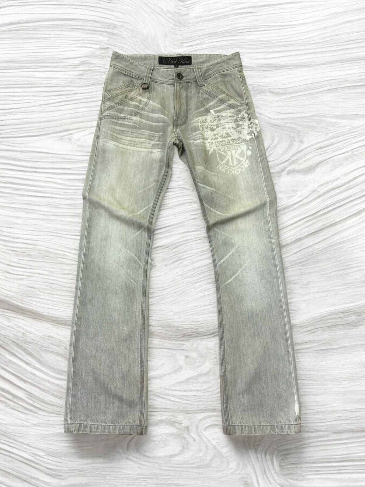 Flared KARL KANI Seditionaries Embroidered Acid Wash Design