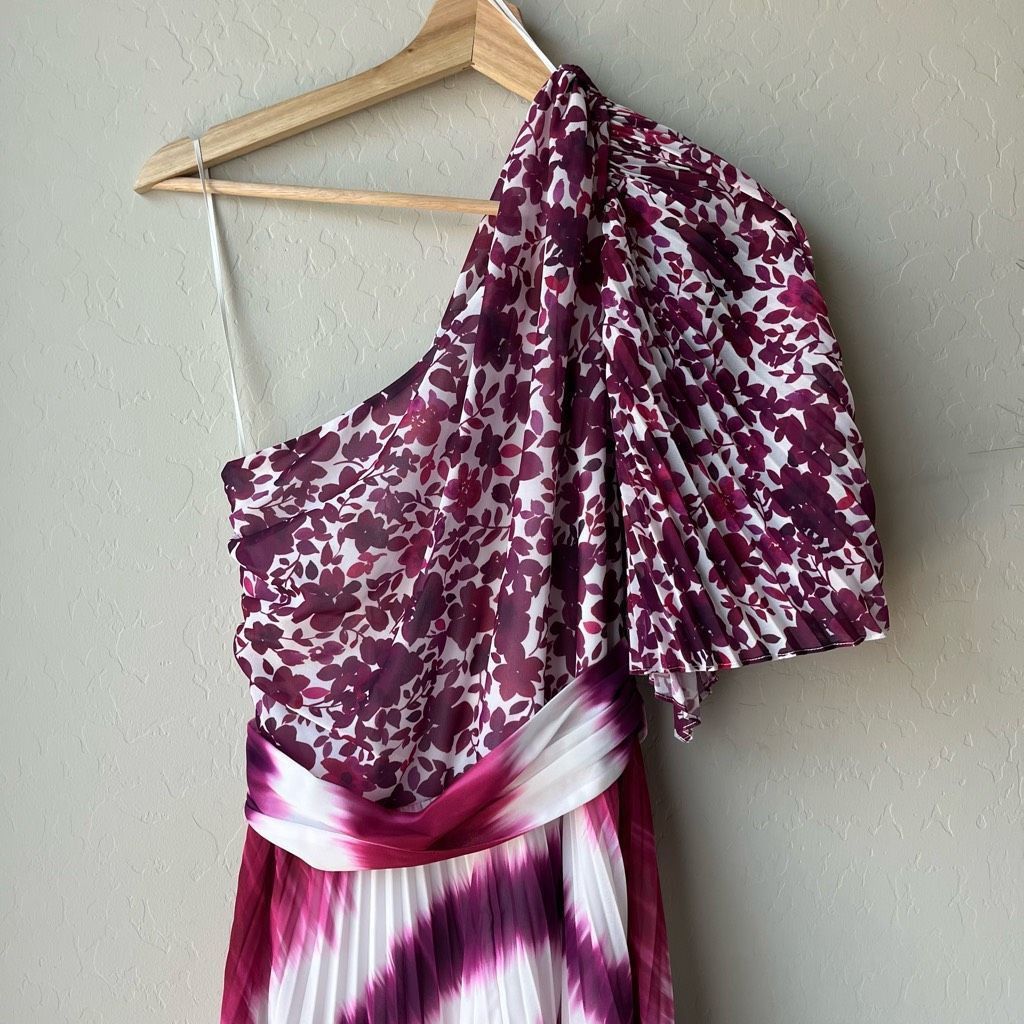 Amur NEW AMUR Dress One Shoulder Purple Asymmetrical Chiffon Plea Size XS / US 0-2 / IT 36-38 - 3 Thumbnail