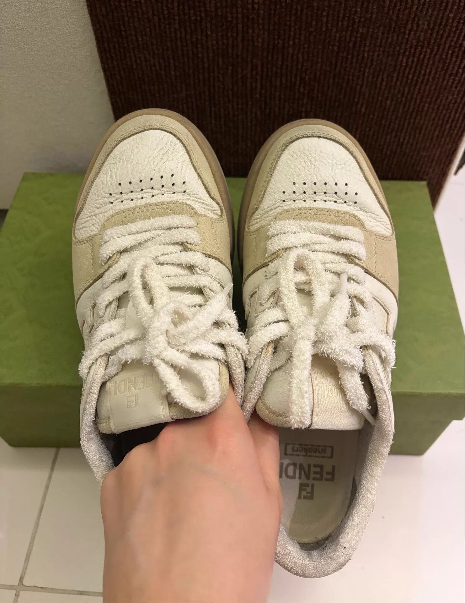 Fendi Fendi Match Leather Embossed Lace-Up Biscuit Shoe 38 Size US 7.5 / IT 37.5 - 2 Thumbnail