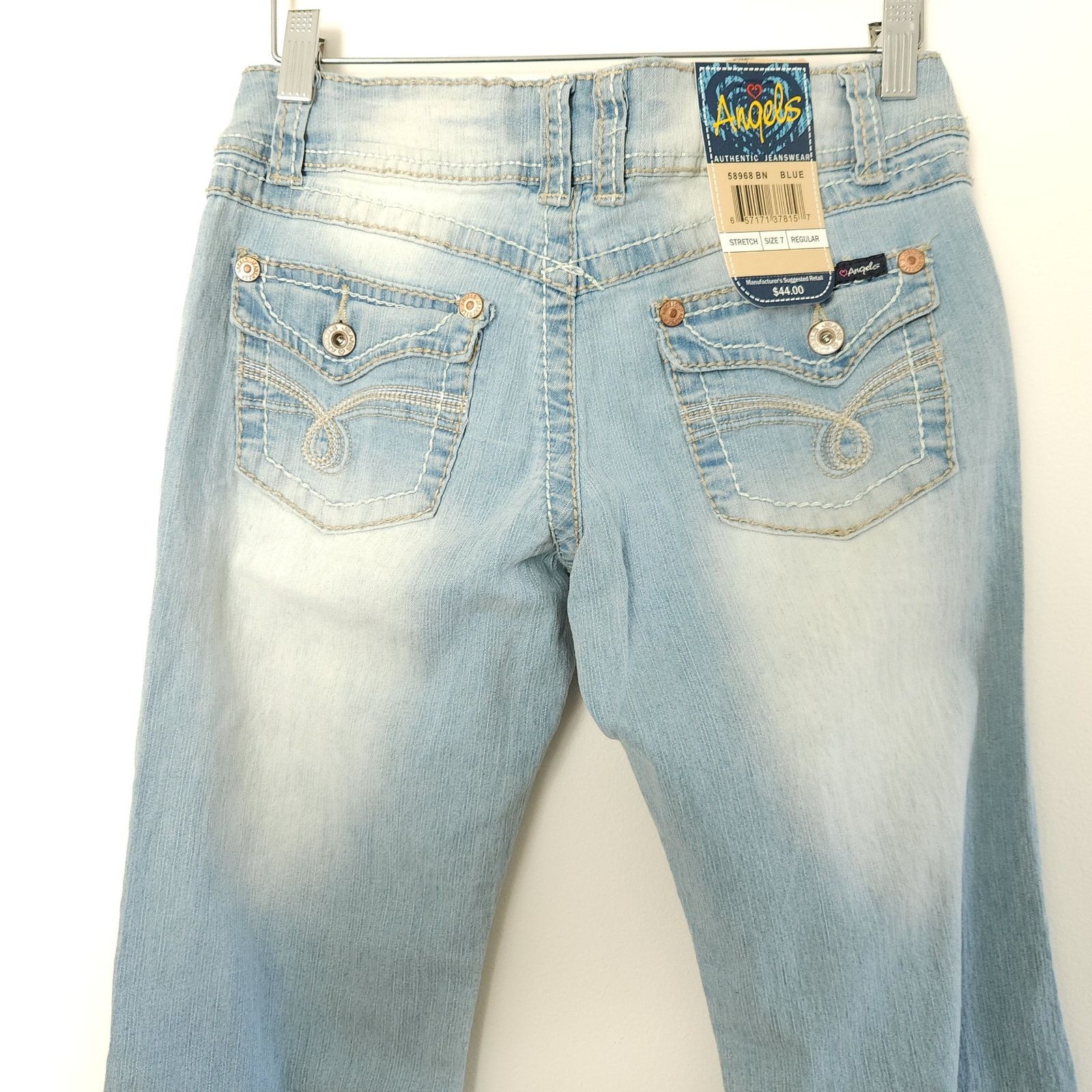 Other Y2K Deadstock Low Rise Flare Angels Light Wash Jeans 7 Size 30" / US 8 / IT 44 - 6 Thumbnail