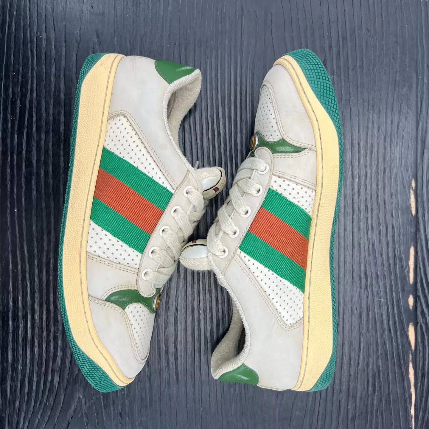 Gucci Gucci Gray Green Dirty Sneaker Uk5/EU39 Size US 6 / EU 39 - 7 Thumbnail