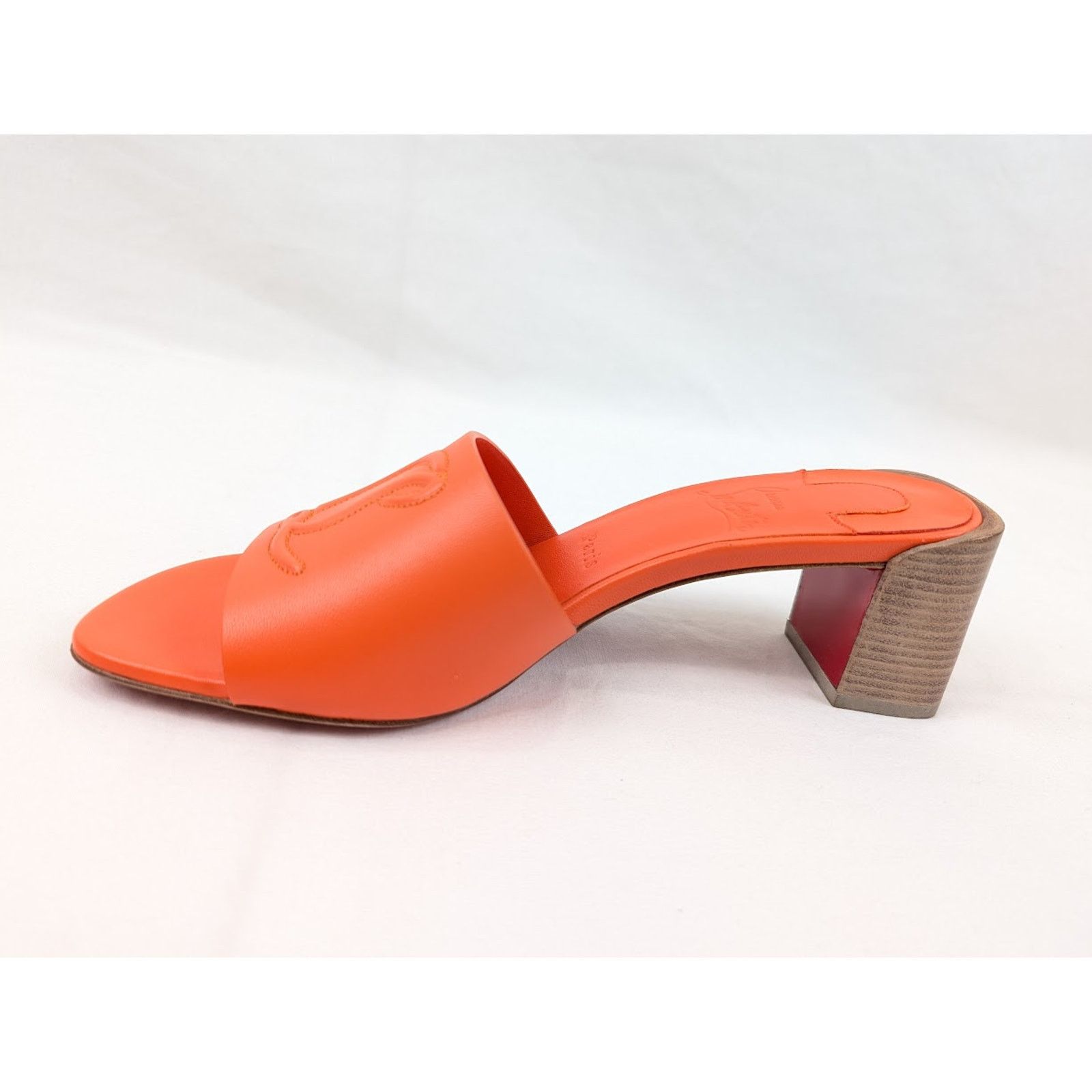 Christian Louboutin o1rshd1 Nappa Heel Mule in Vitamine/Lin Vitamine Size US 8 / IT 38 - 7 Thumbnail