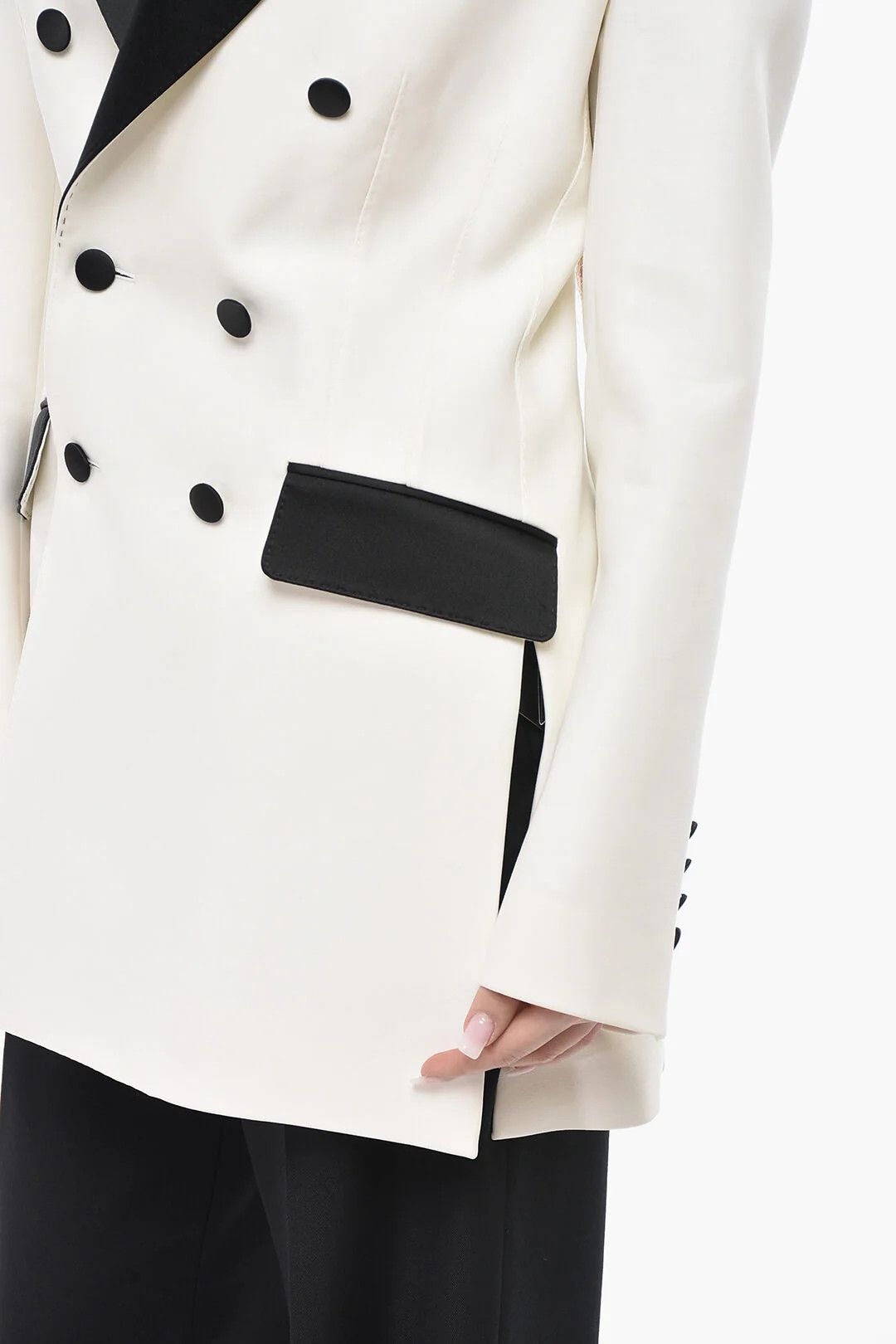 Dolce & Gabbana og1mm0426 Double-Breasted Wool-Blend Blazer in White Size M / US 6-8 / IT 42-44 - 3 Thumbnail